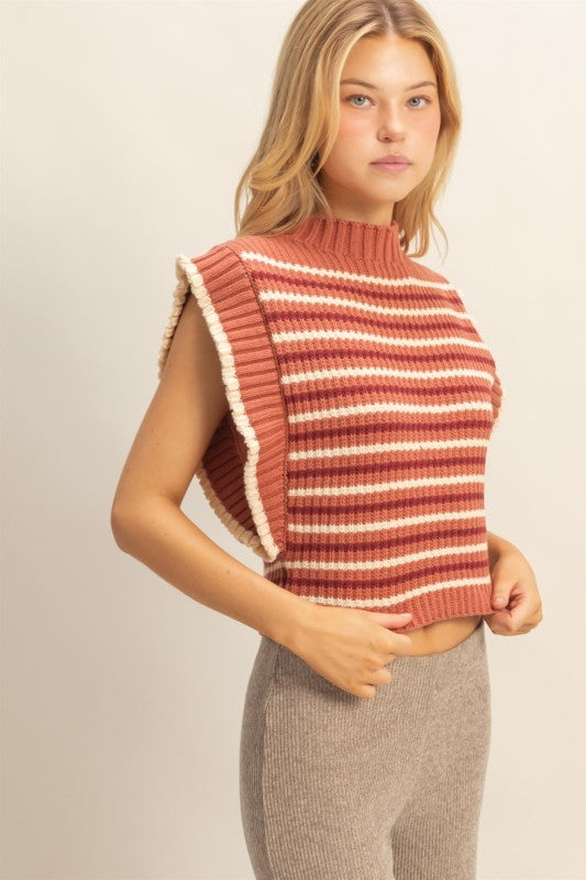 Faye Ruffle Knit - Rust