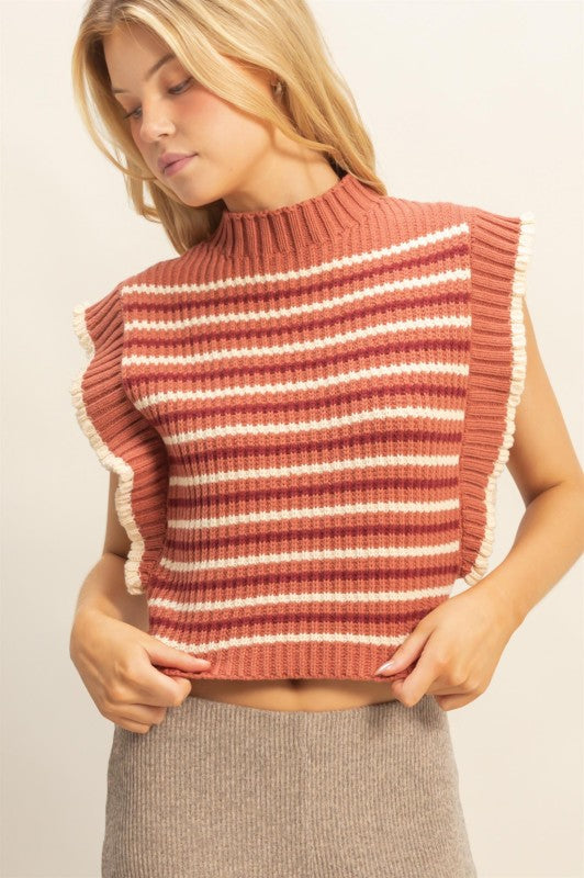 Faye Ruffle Knit - Rust