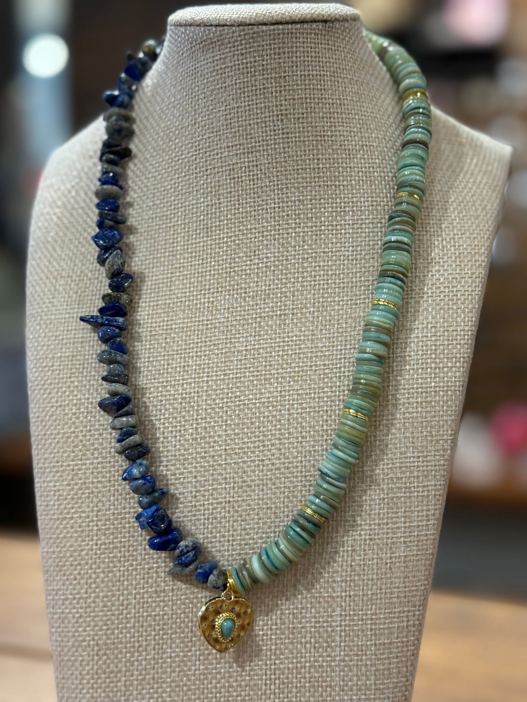 Gemini Necklace - Blue & Turquoise Charm
