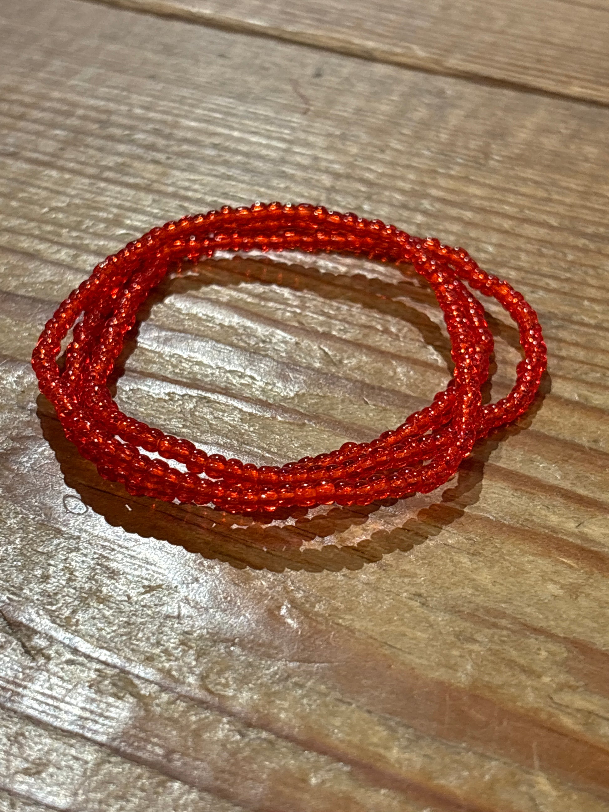 Set Seed Bead Bracelet - Red Orange