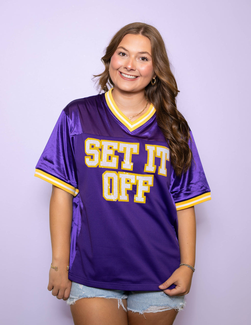 Set It Off | Women's Sequin Design Football Jersey