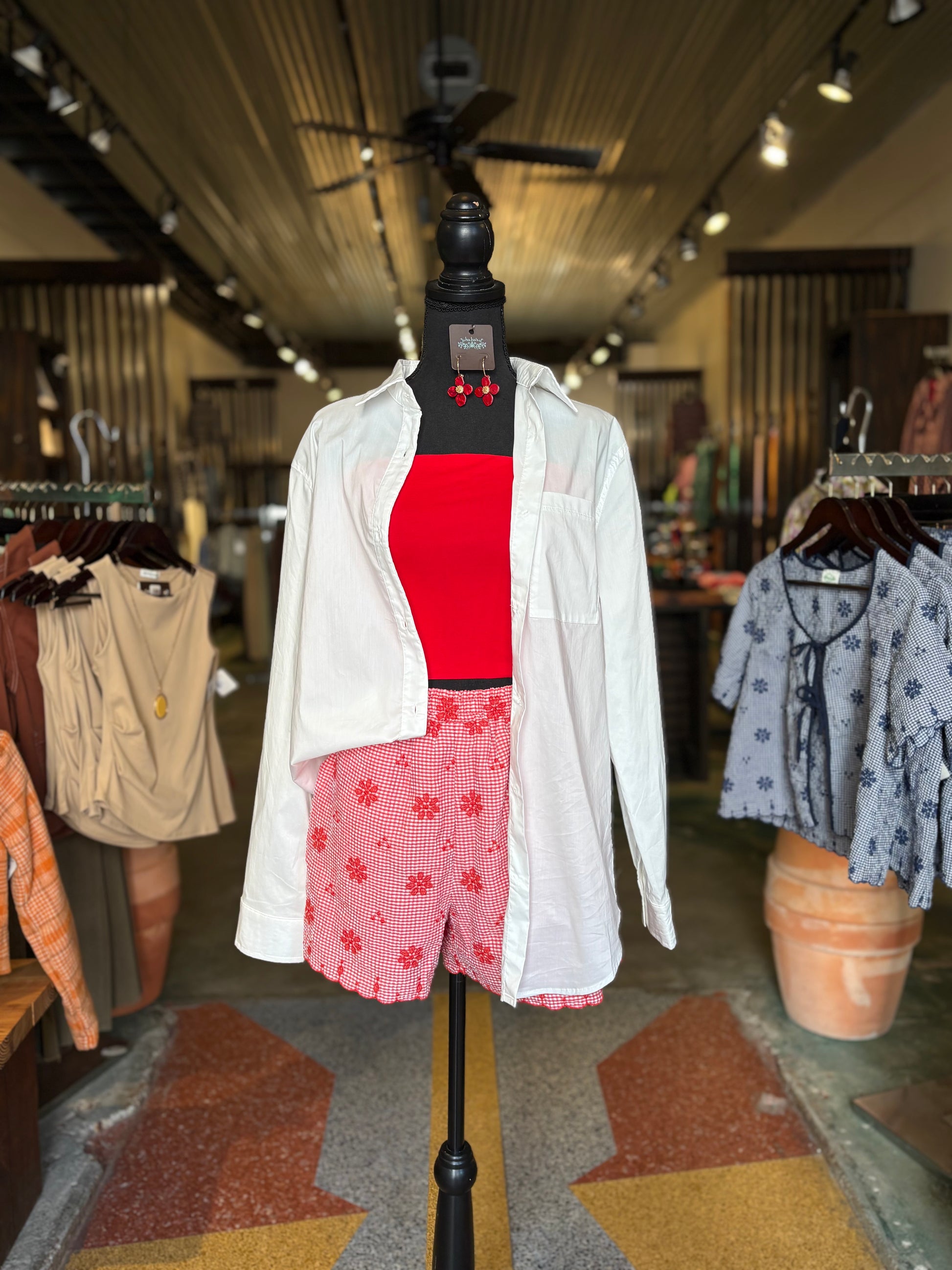 Wild Child Embroidered Shorts - Red