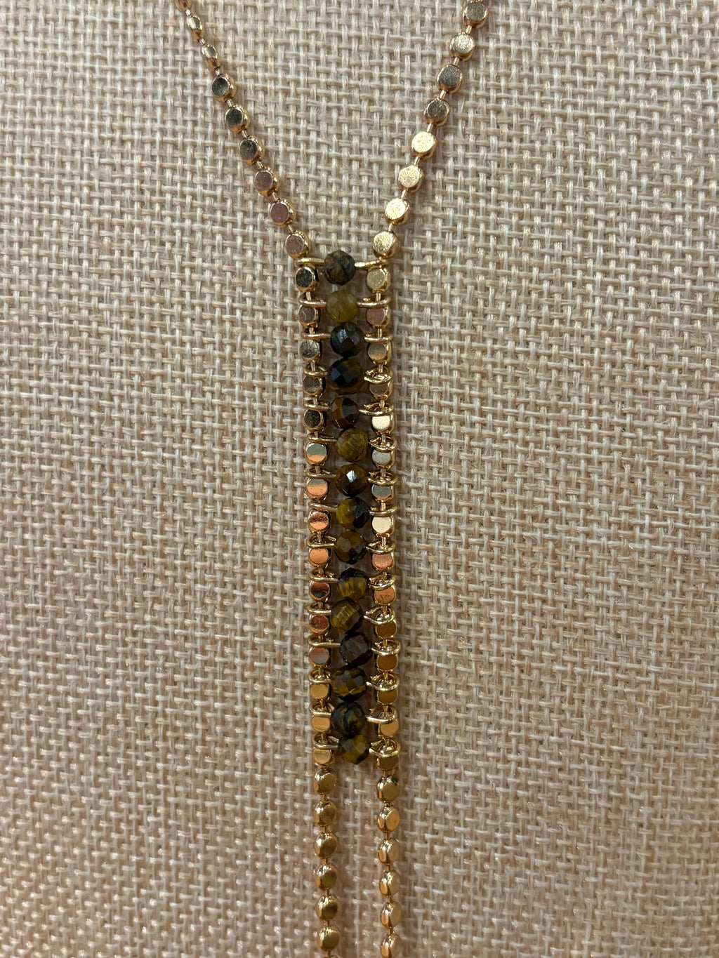 Bronze Stone Zip Necklace