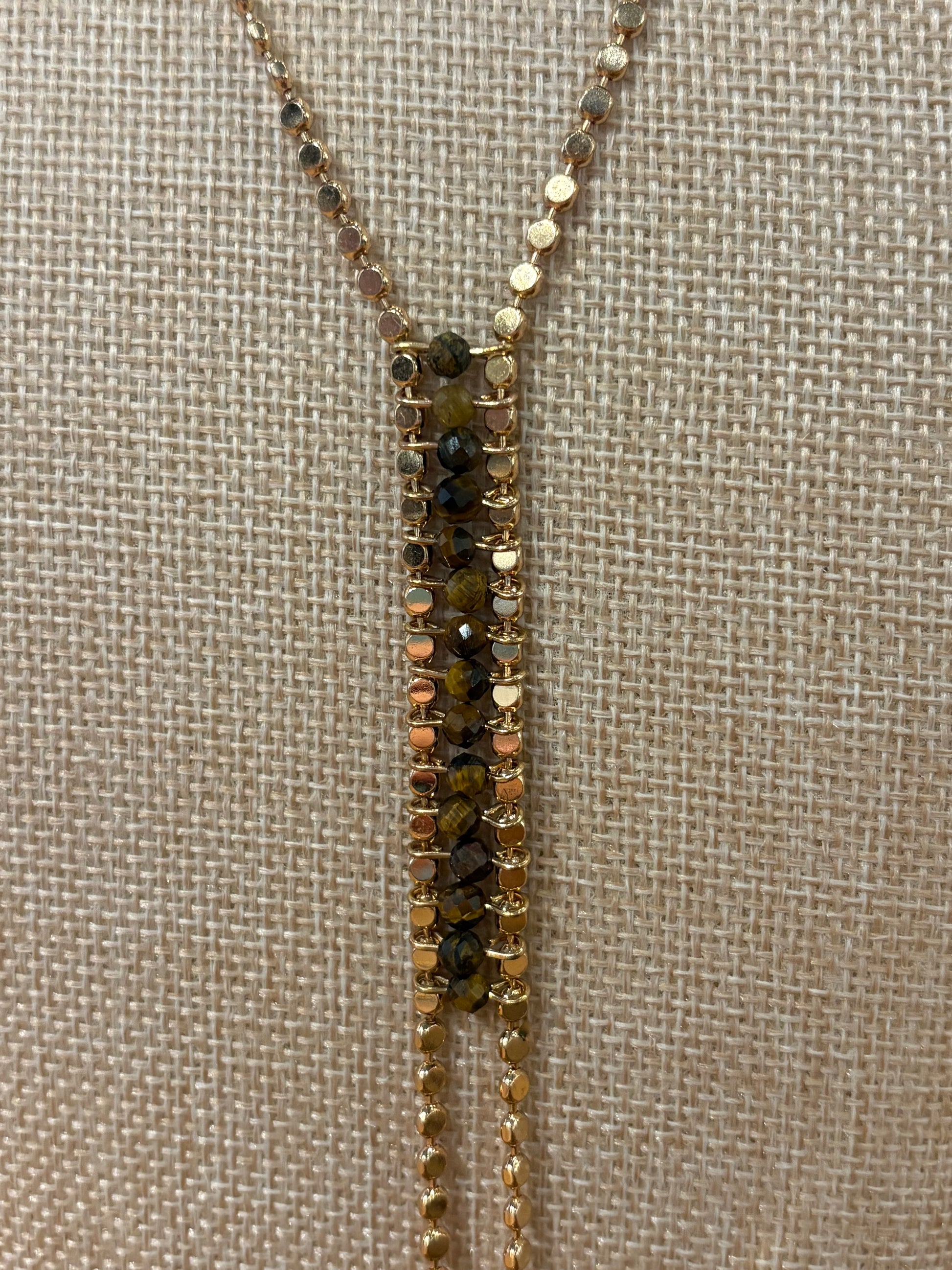 Bronze Stone Zip Necklace
