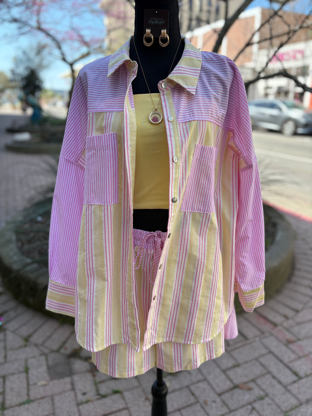 Plus Size Saffron Stripe Shorts