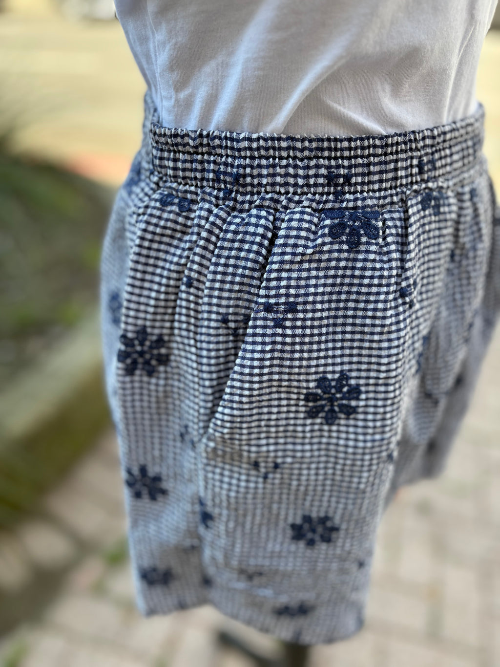 Wild Child Embroidered Shorts - Navy