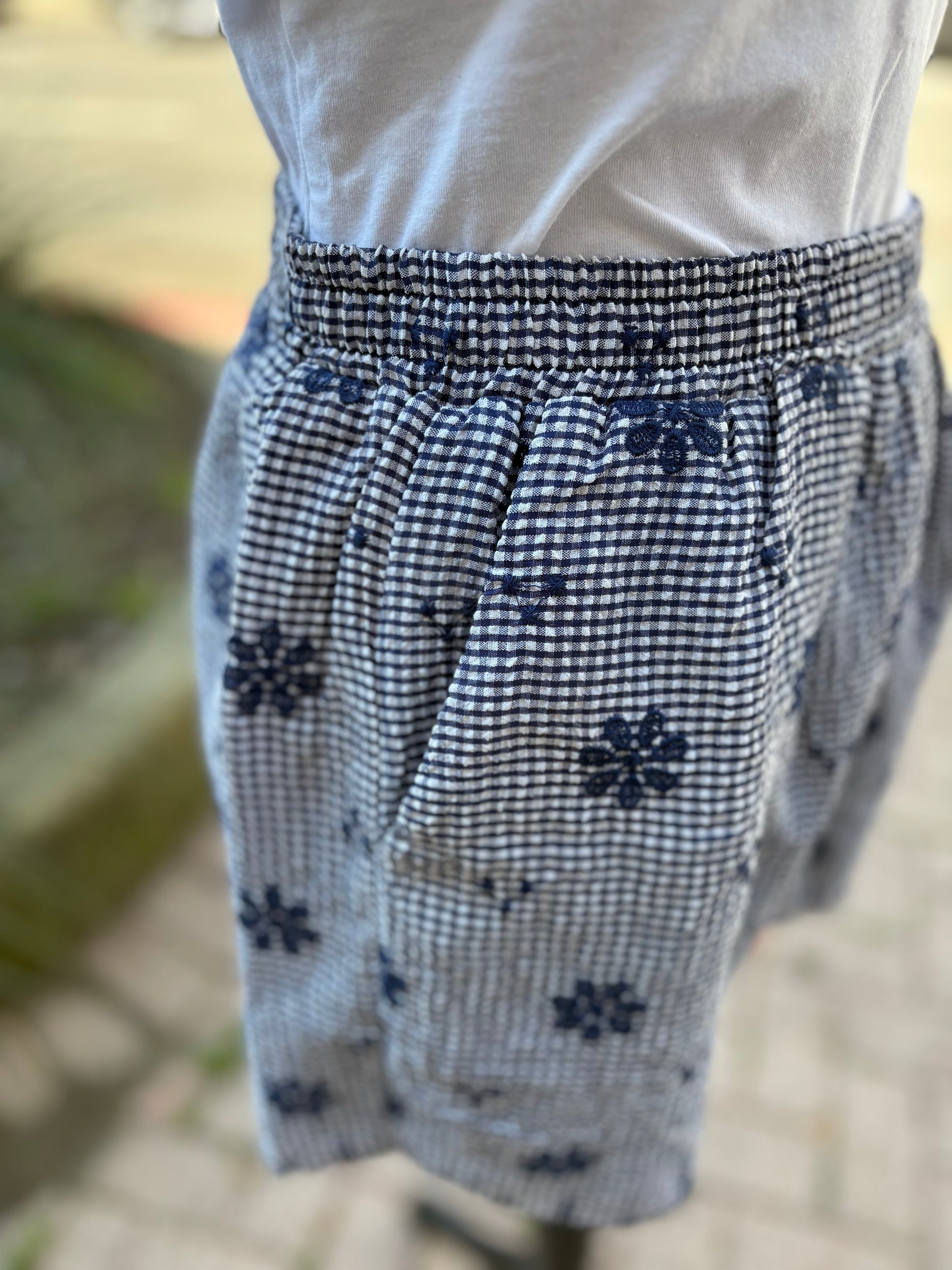 Wild Child Embroidered Shorts - Navy