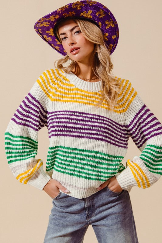 Mardi Gras Blocked Striped Sweater *PRE-ORDER*