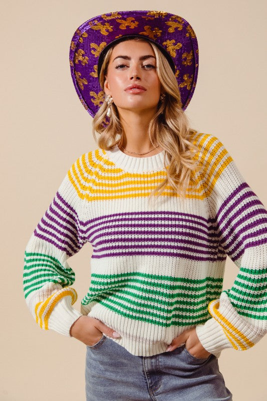 Mardi Gras Blocked Striped Sweater *PRE-ORDER*