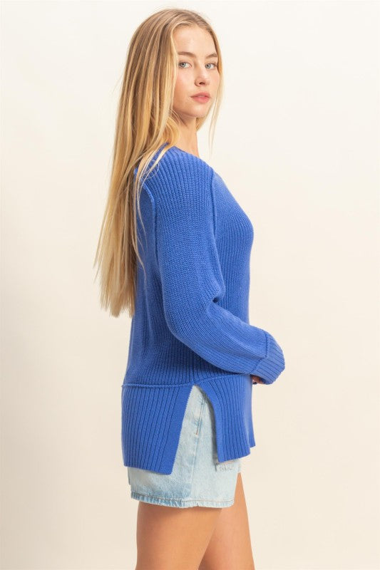 Willow Raglan Knit - Cobalt