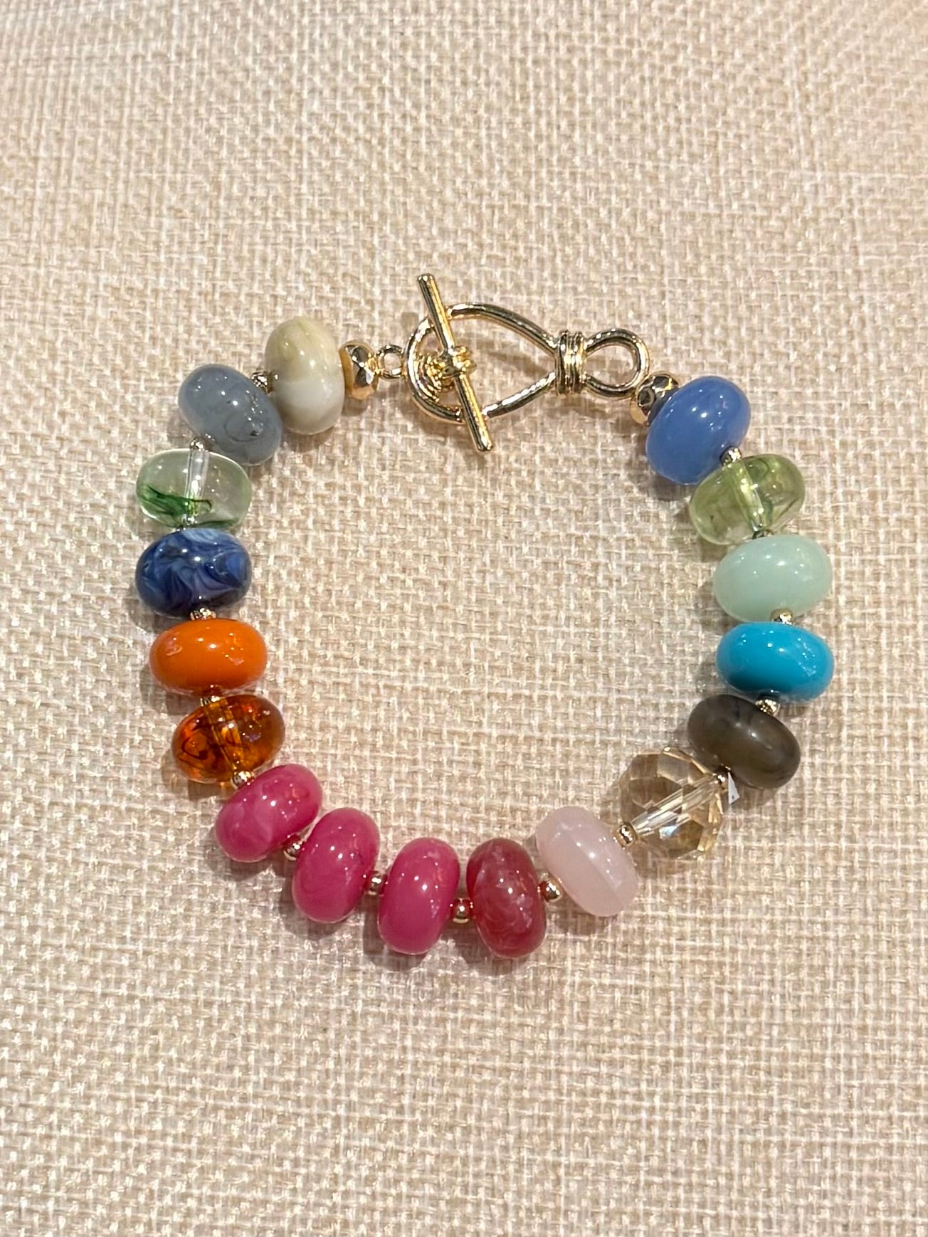Multicolor Glass Bead with Toggle Clasp