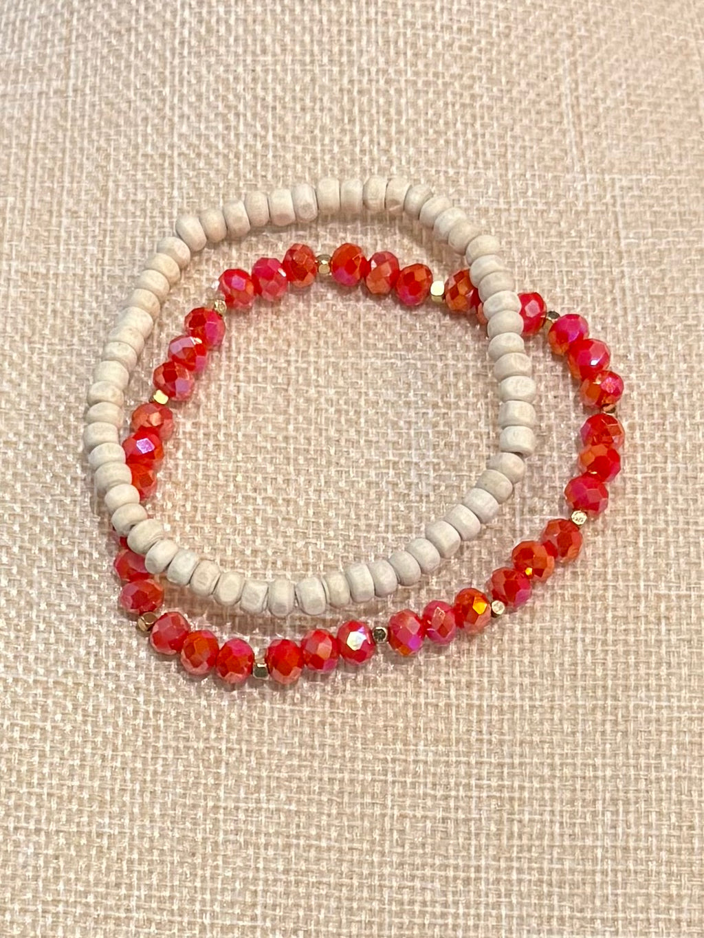 Wood & Crystal Duo Bracelet Set