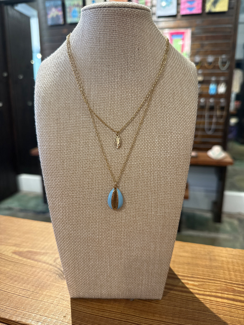 Blue Cowrie Shell Necklace