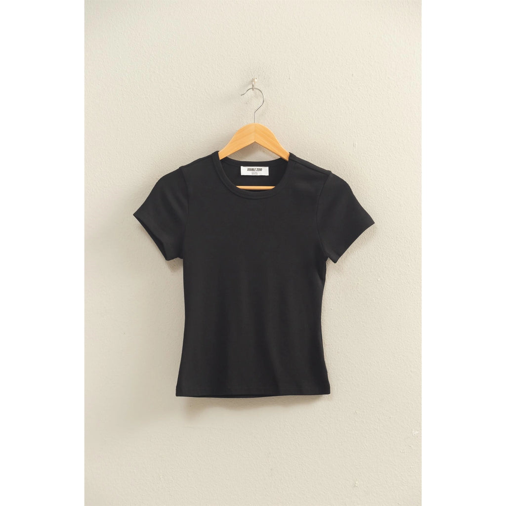 Mineral Washed Crew Neck Top - Black