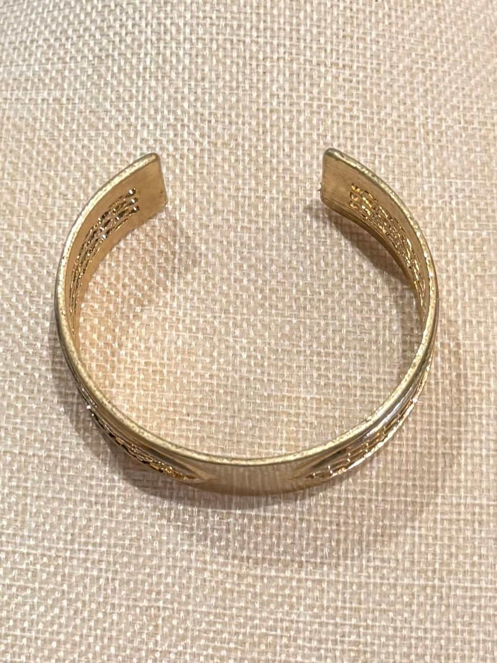 Gold Open Cuff with Diamond Texture