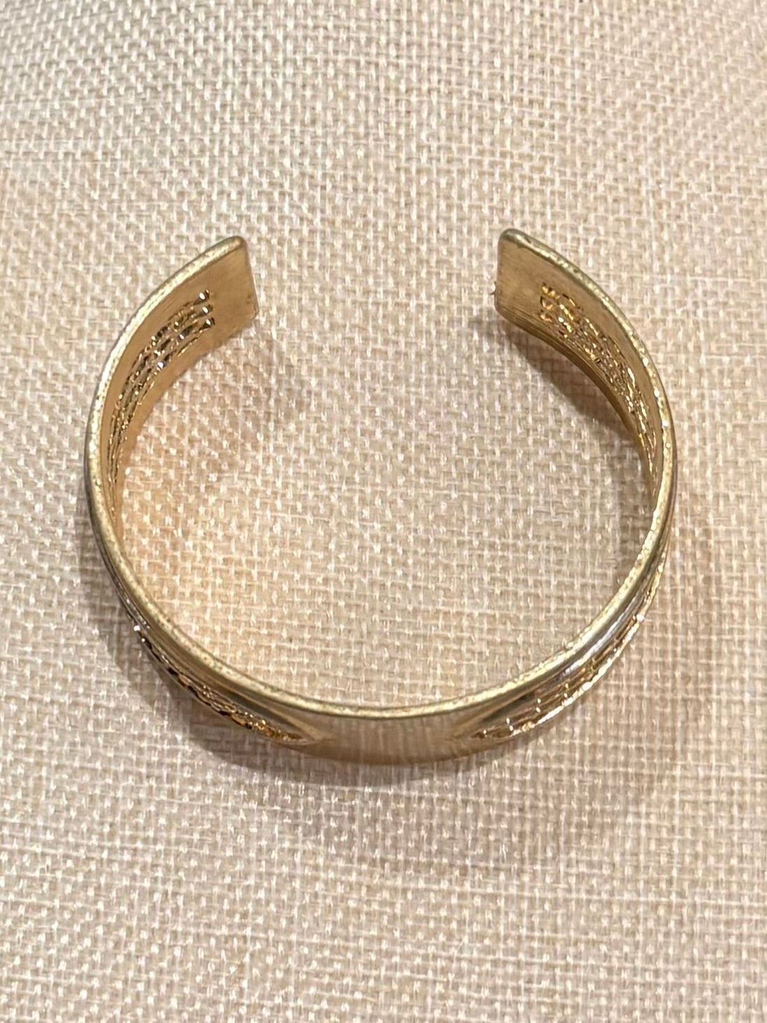 Gold Open Cuff with Diamond Texture