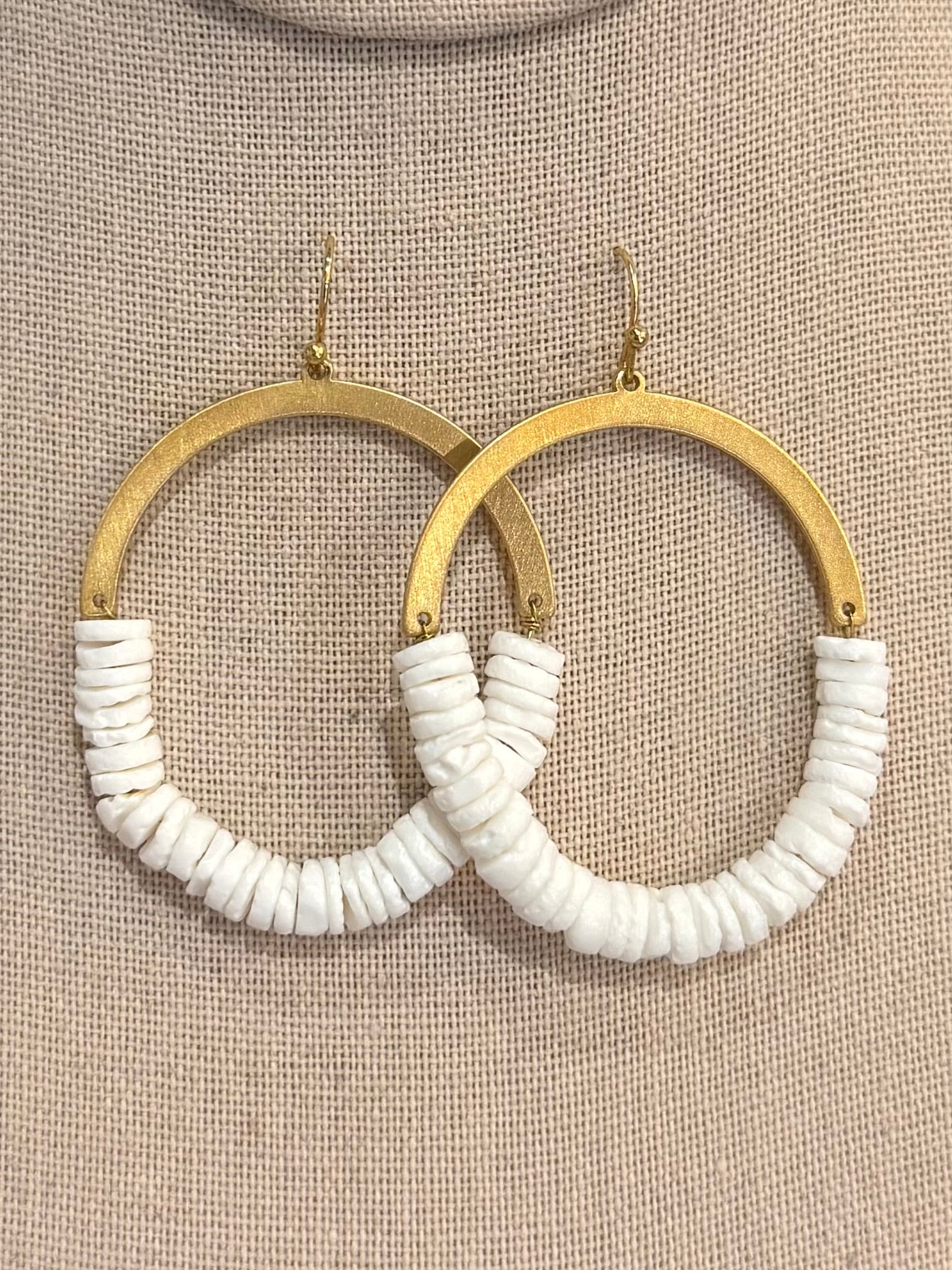 White Half & Half Earrings