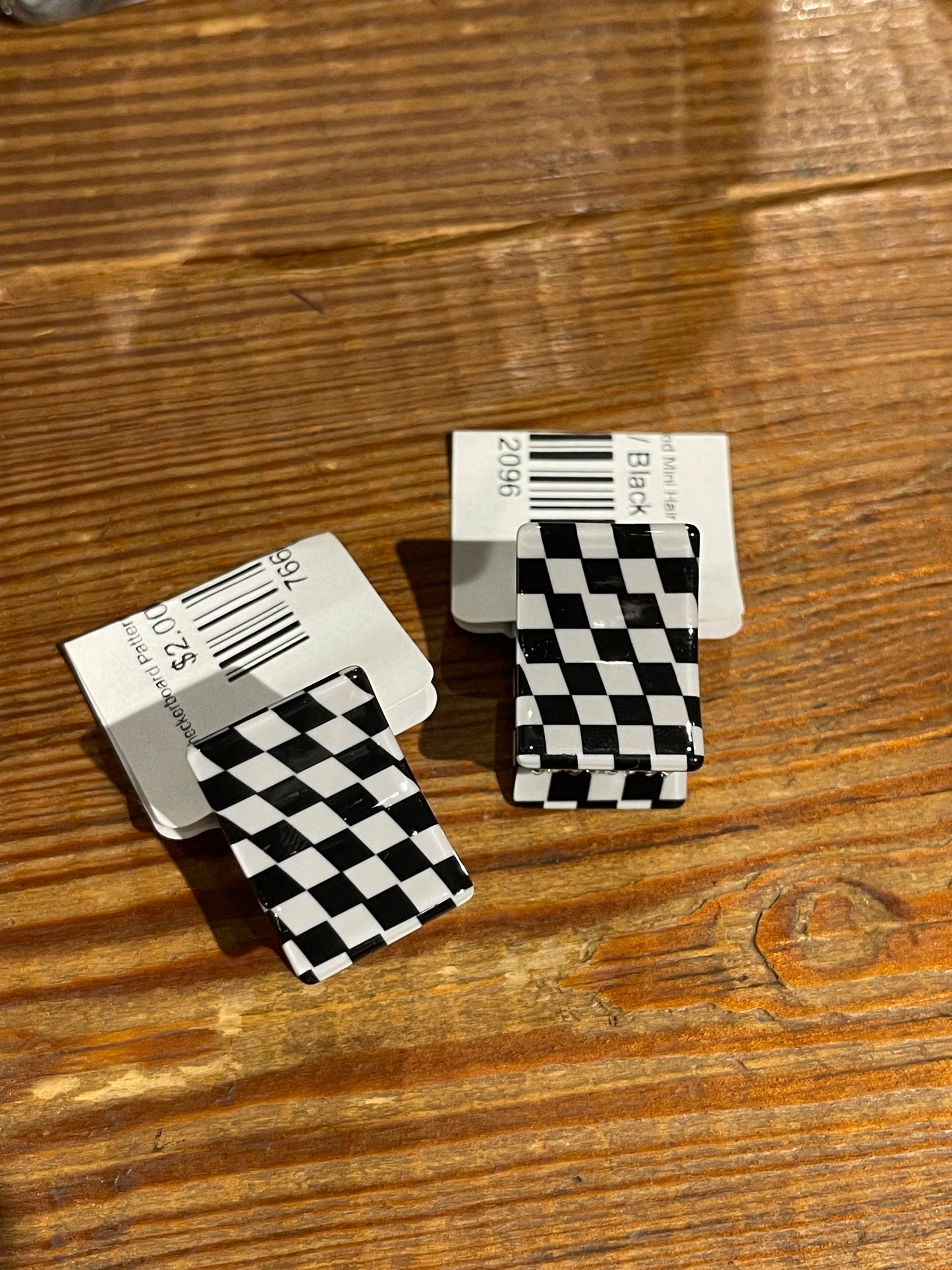 Checkerboard Patterned Mini Hair Claw Clips