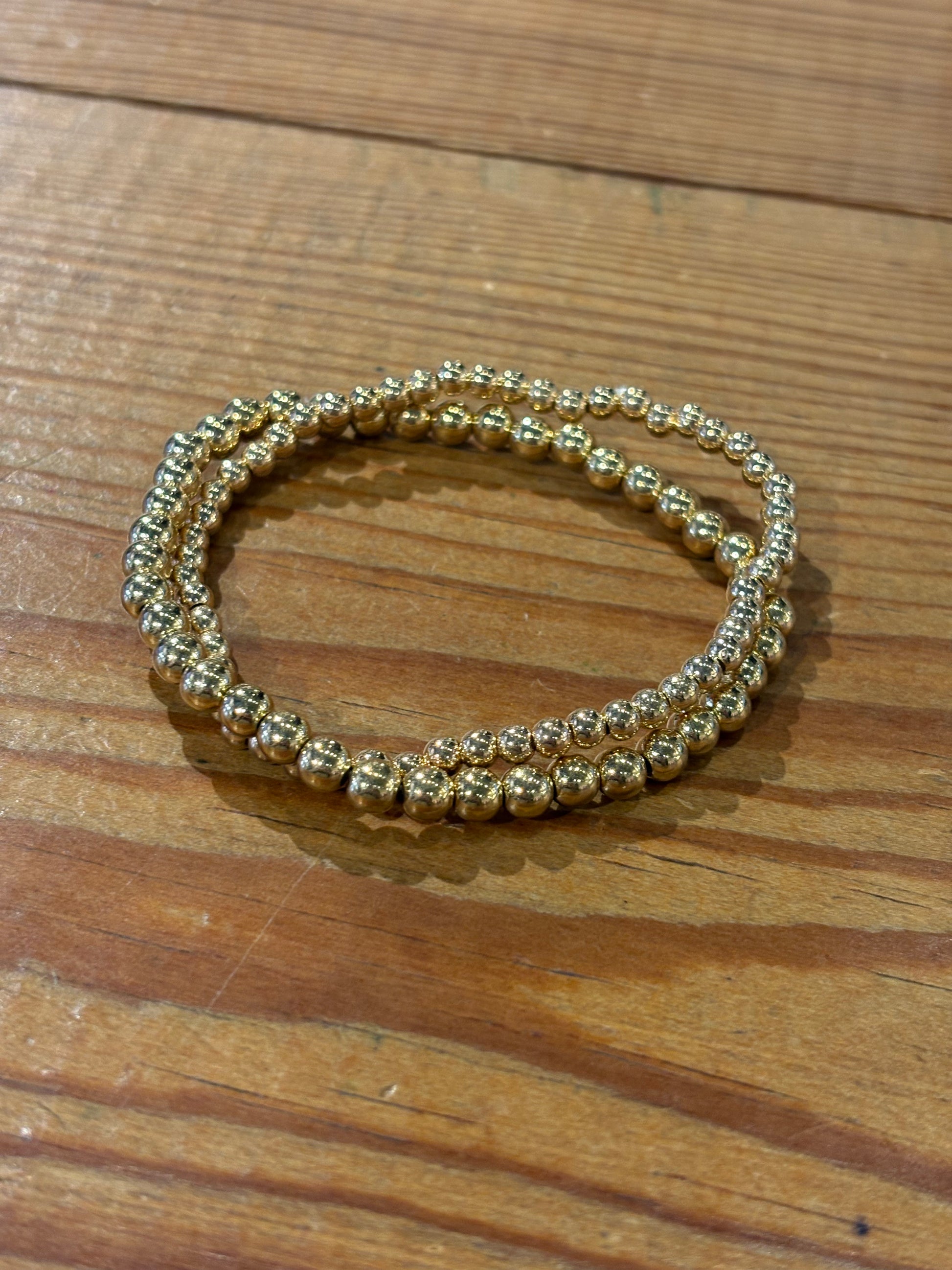 Tiny Gold Beaded Bracelet Set