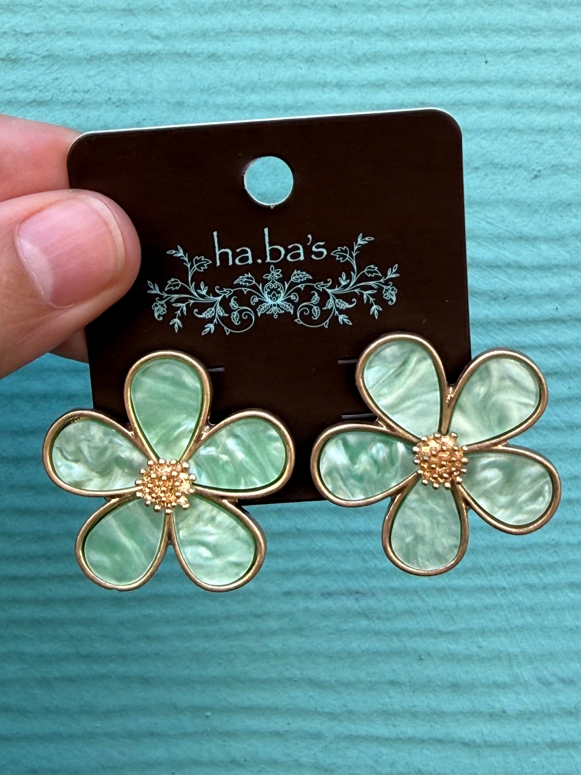 Golden Mint Resin Earrings