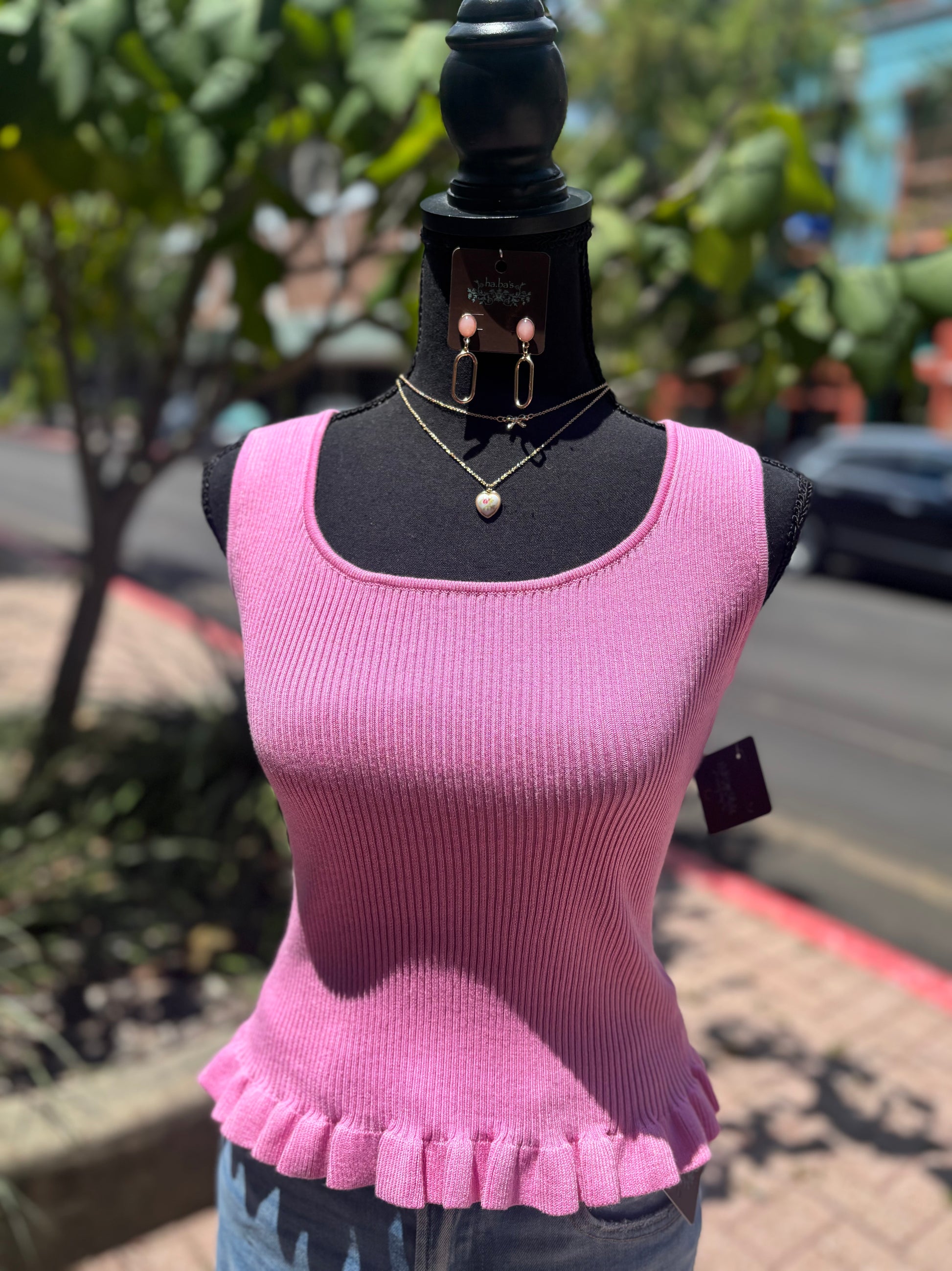 Isla Knit Tank - Mulberry Pop