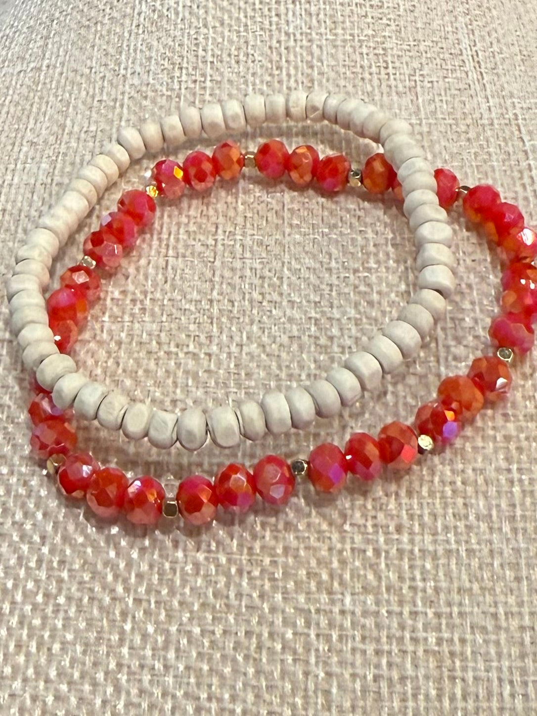 Wood & Crystal Duo Bracelet Set
