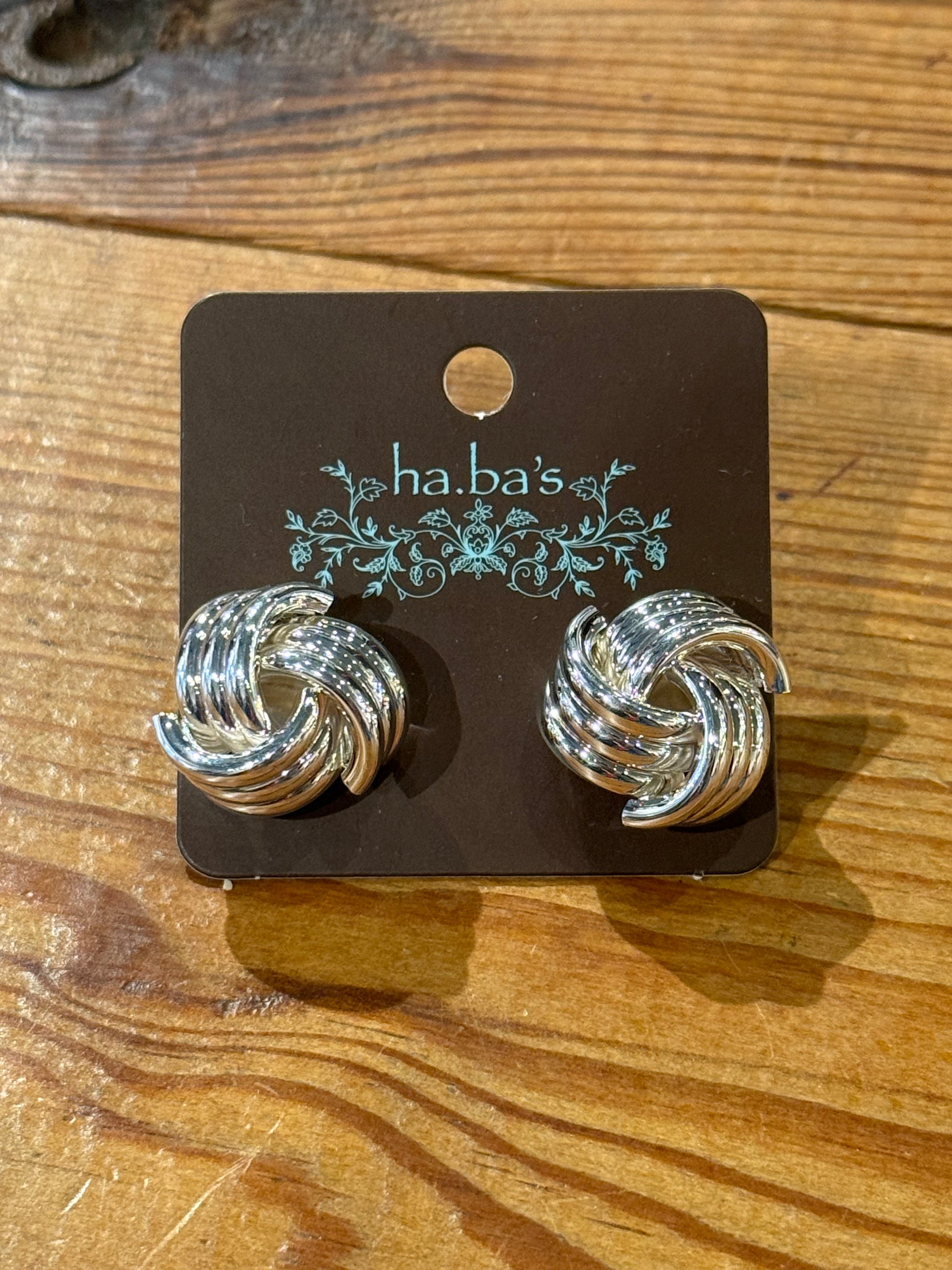 Silver Medium Knot Stud Earrings