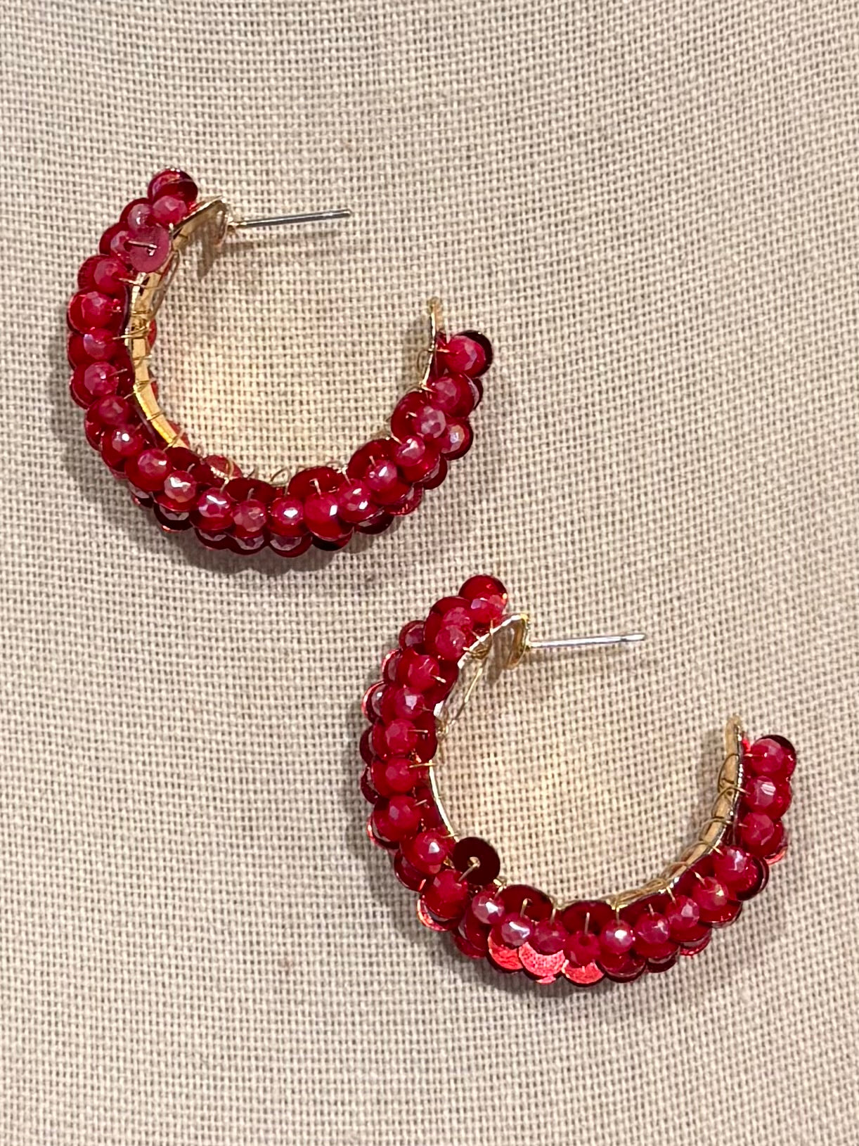 Ruby Sequin Hoops
