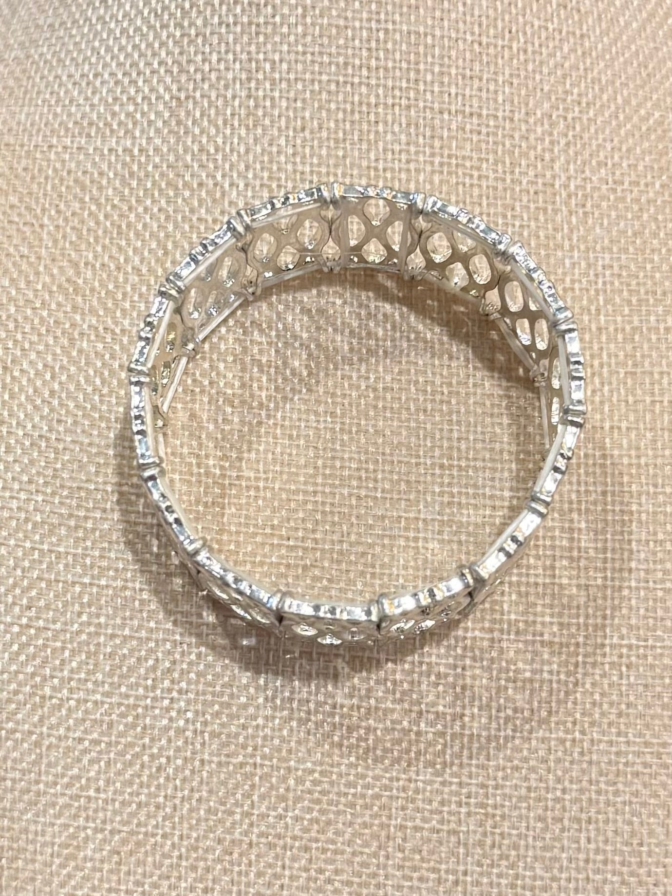 Silver Mesh Pattern Stretch Bracelet