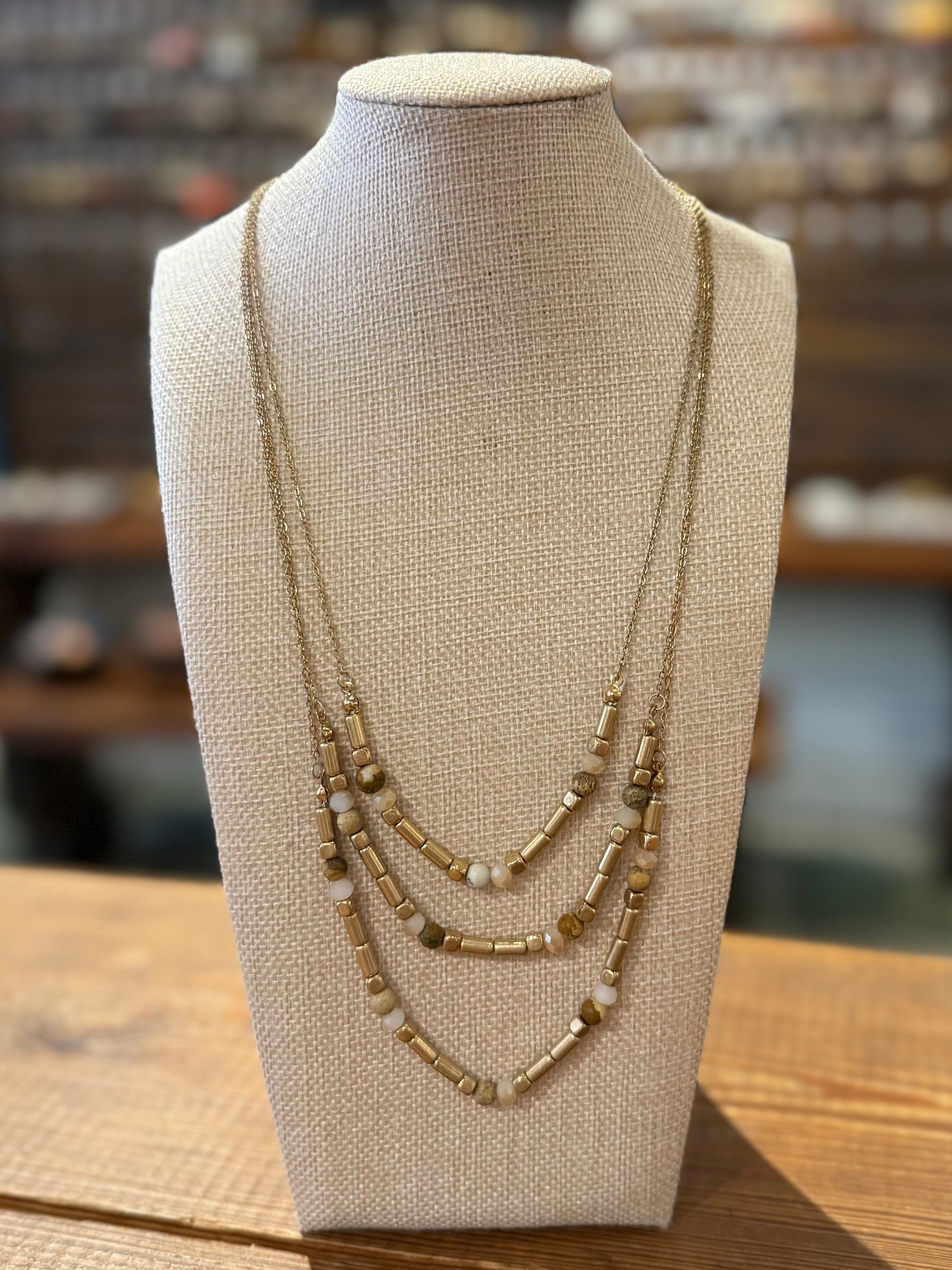 Natural Triple Layer Necklace