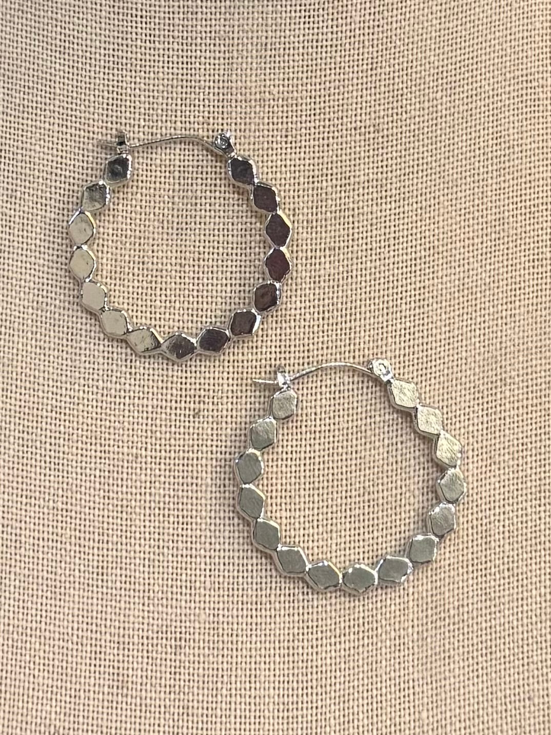 Hex Pop Silver Hoops