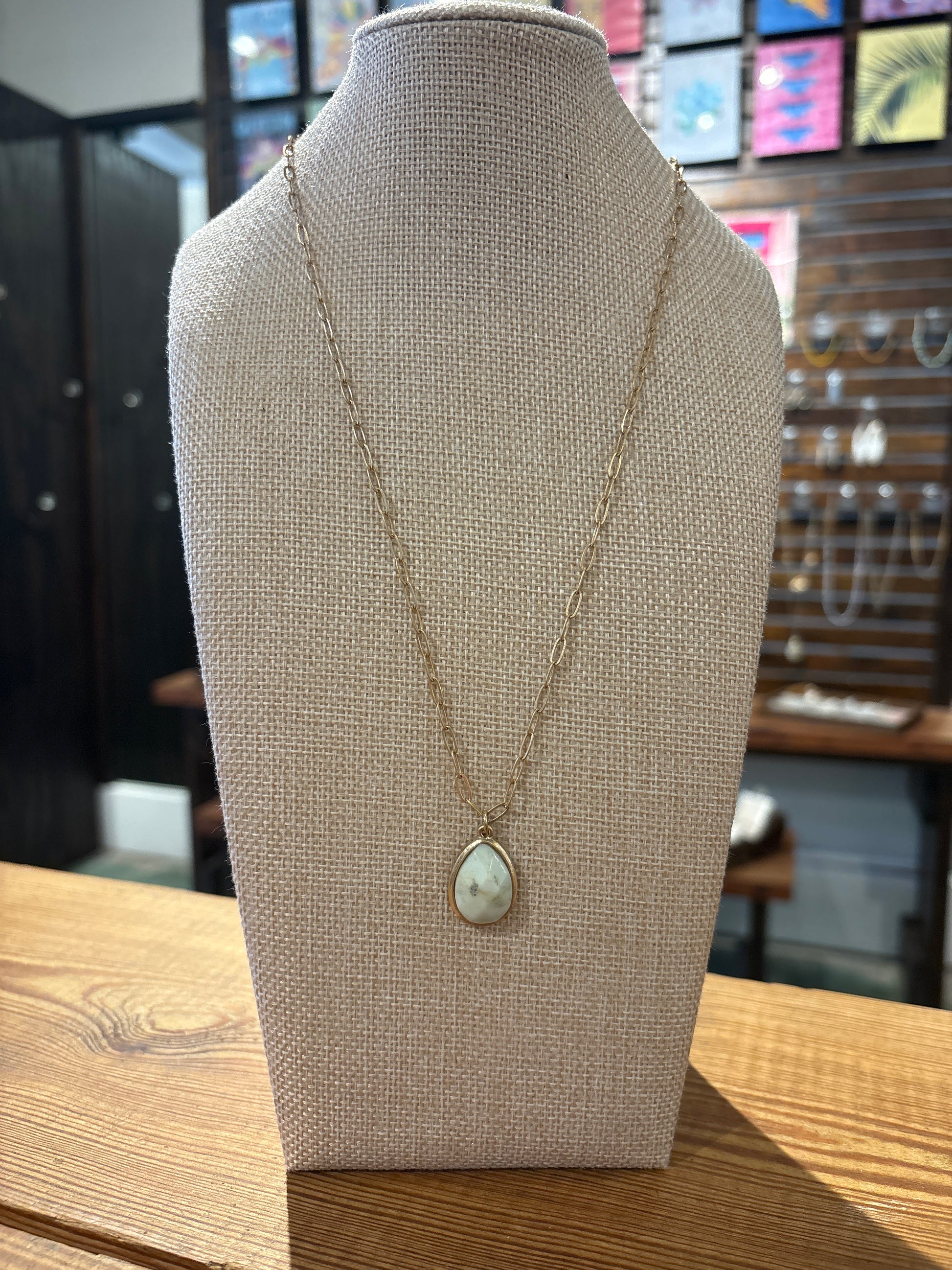 Mint Pearl Drop Necklace