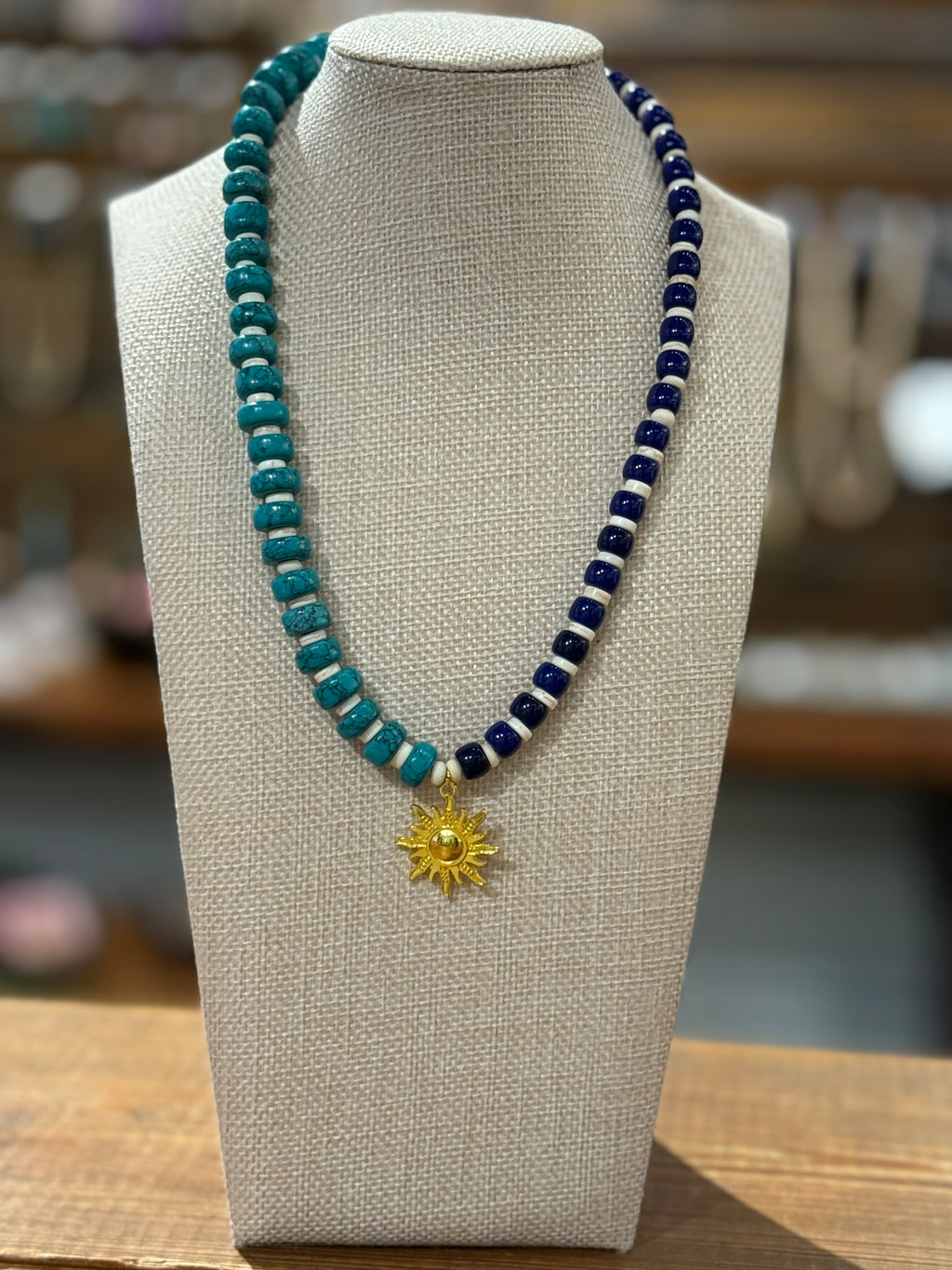 Gemini Necklace - Blues Sun Pendant