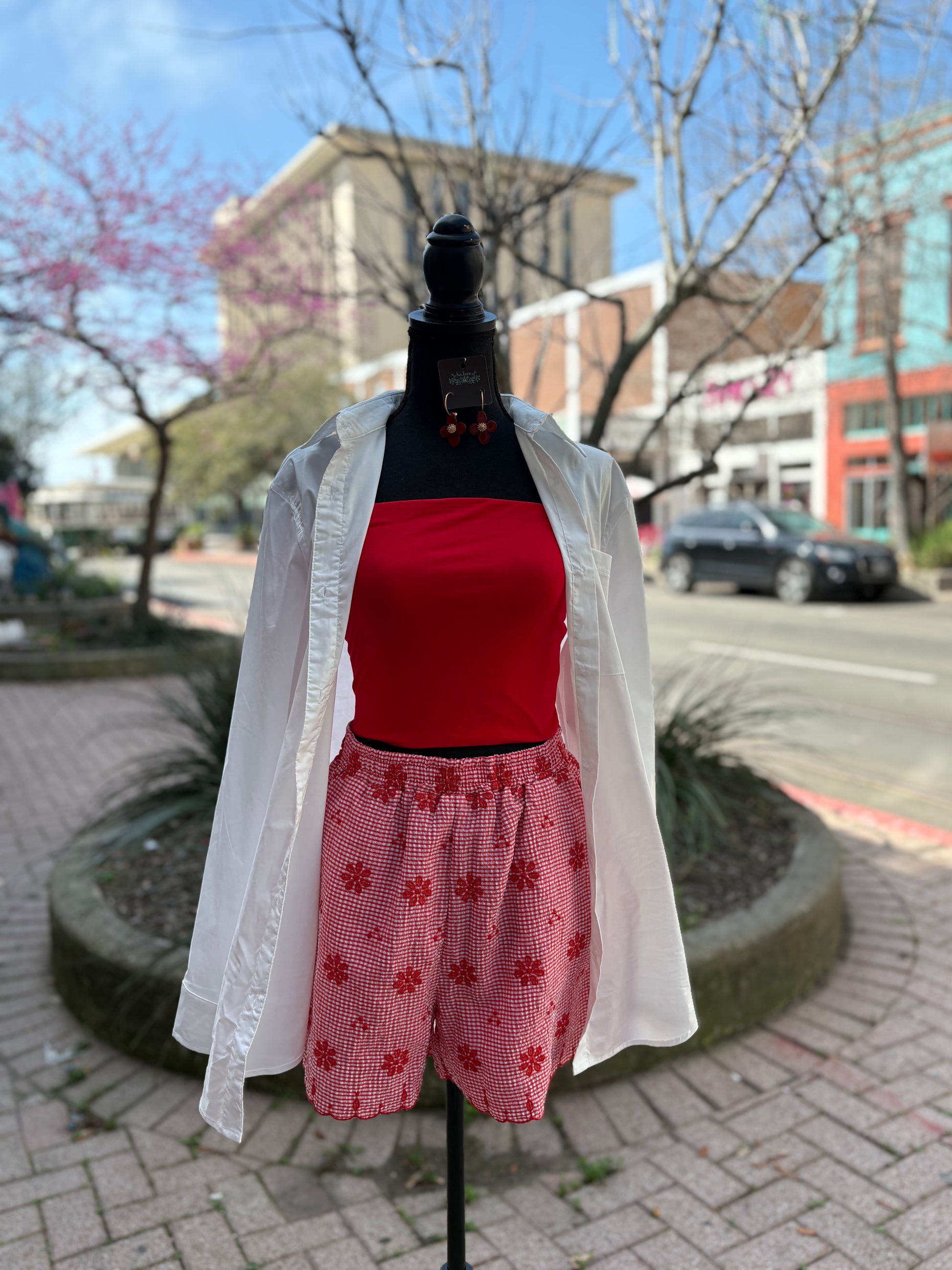 Wild Child Embroidered Shorts - Red