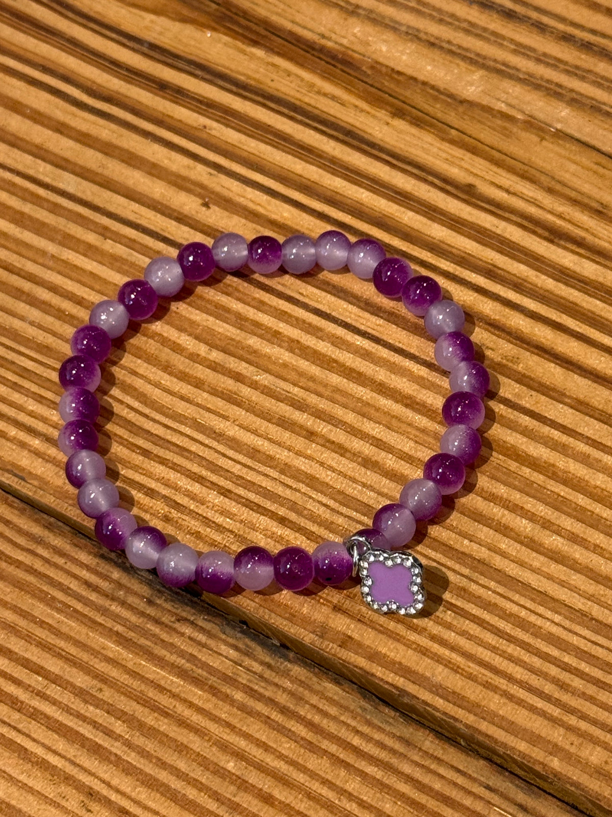 Purple Stretch Bracelet with Charm