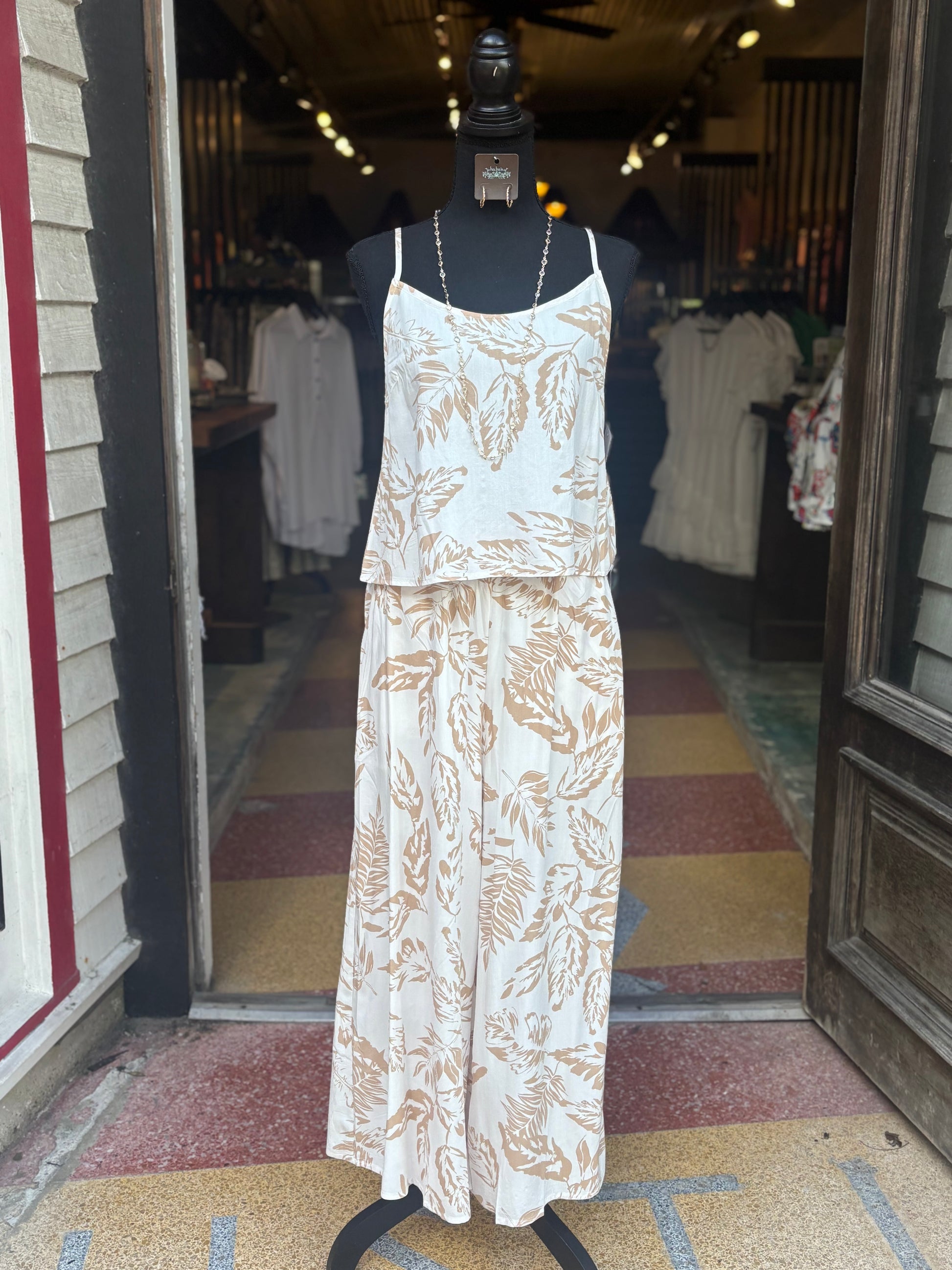 Leaf Cami Top - Beige