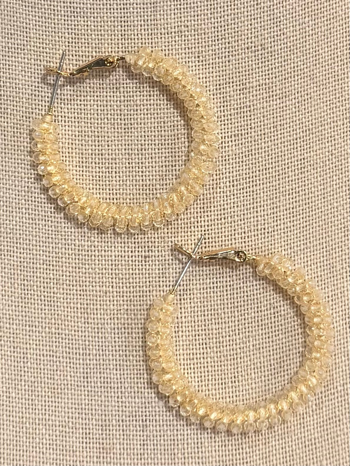 Golden Crystal Coil Hoops