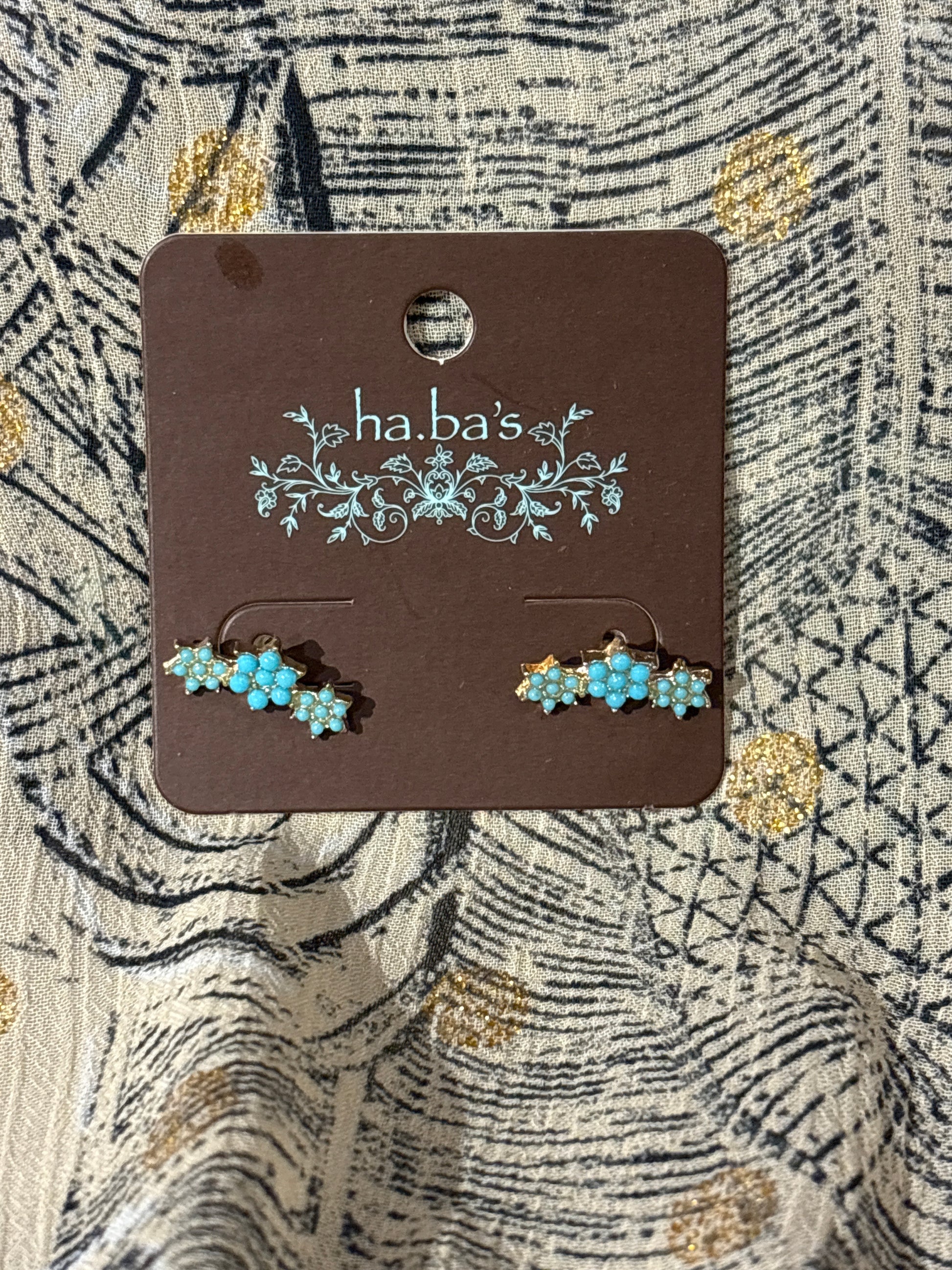 Turquoise Flower Row Earrings