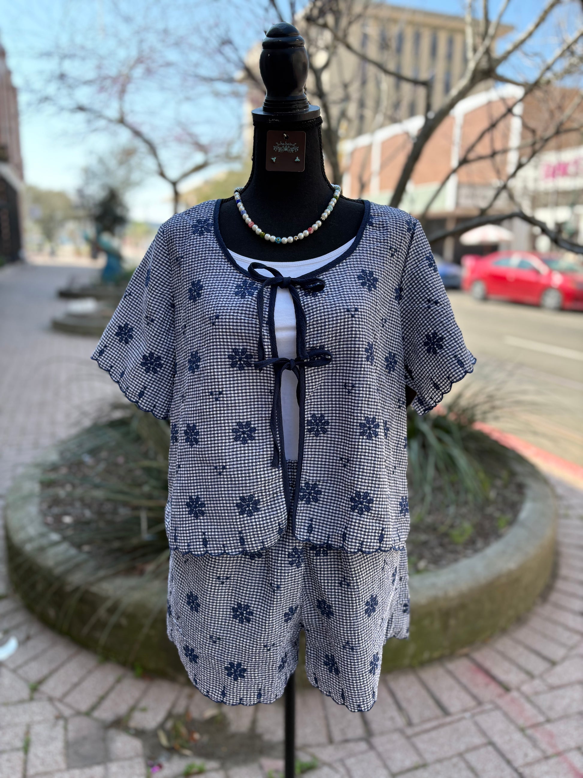 Wild Child Embroidered Shorts - Navy