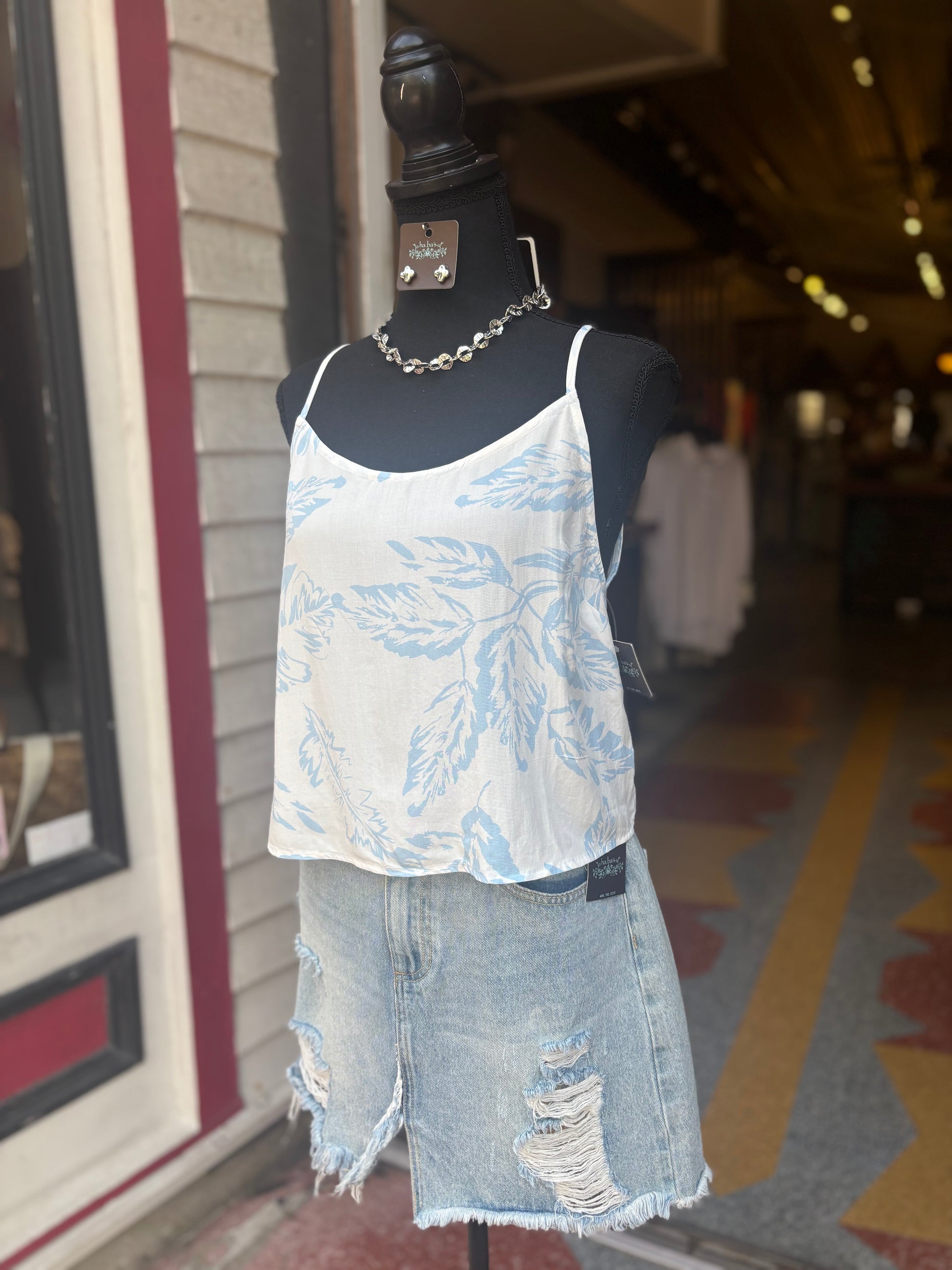 Leaf Cami Top - Blue