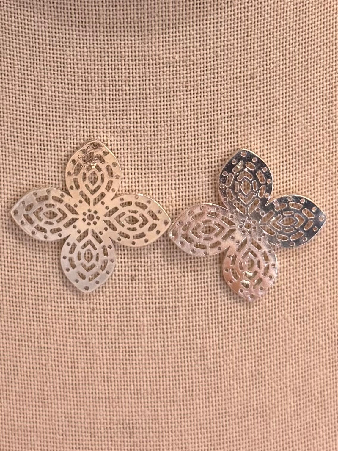 Silver Studded Flower Earrings