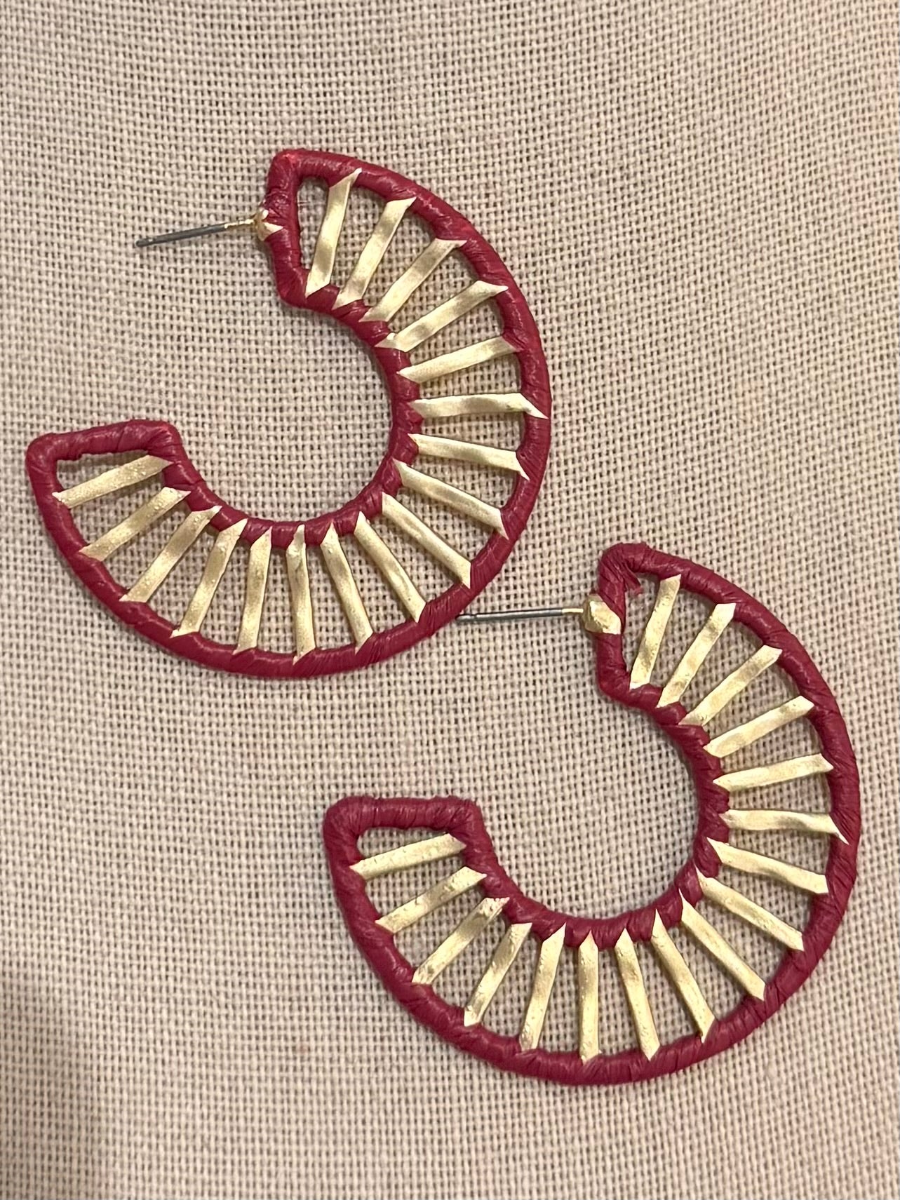 Spiked Crimson Statement Hoops