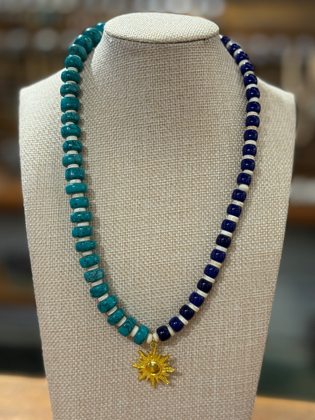 Gemini Necklace - Blues Sun Pendant