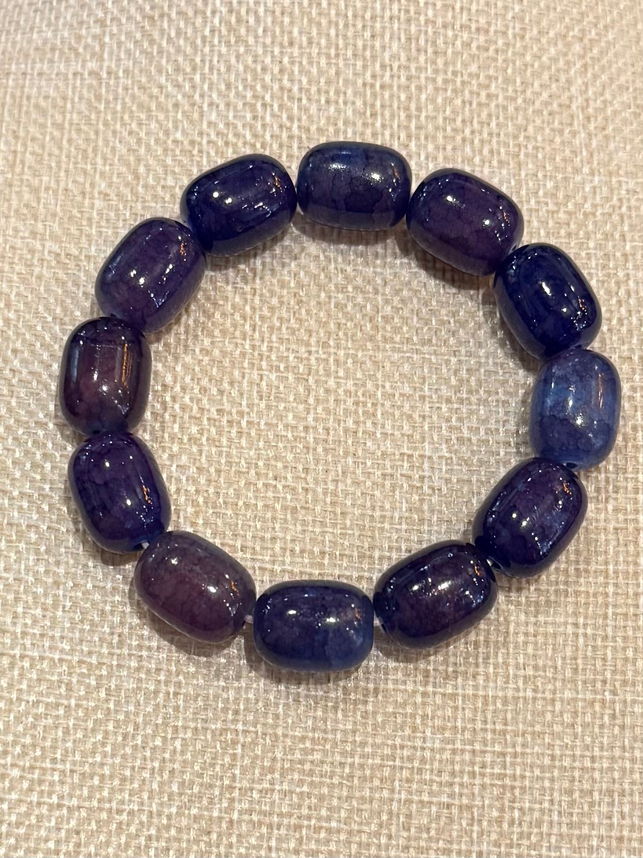 Deep Plum Glass Bead Bracelet