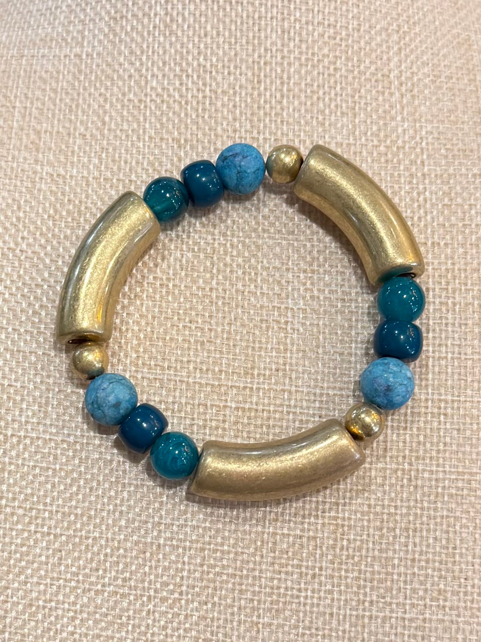 Chunky Matte Gold & Turquoise Bracelet