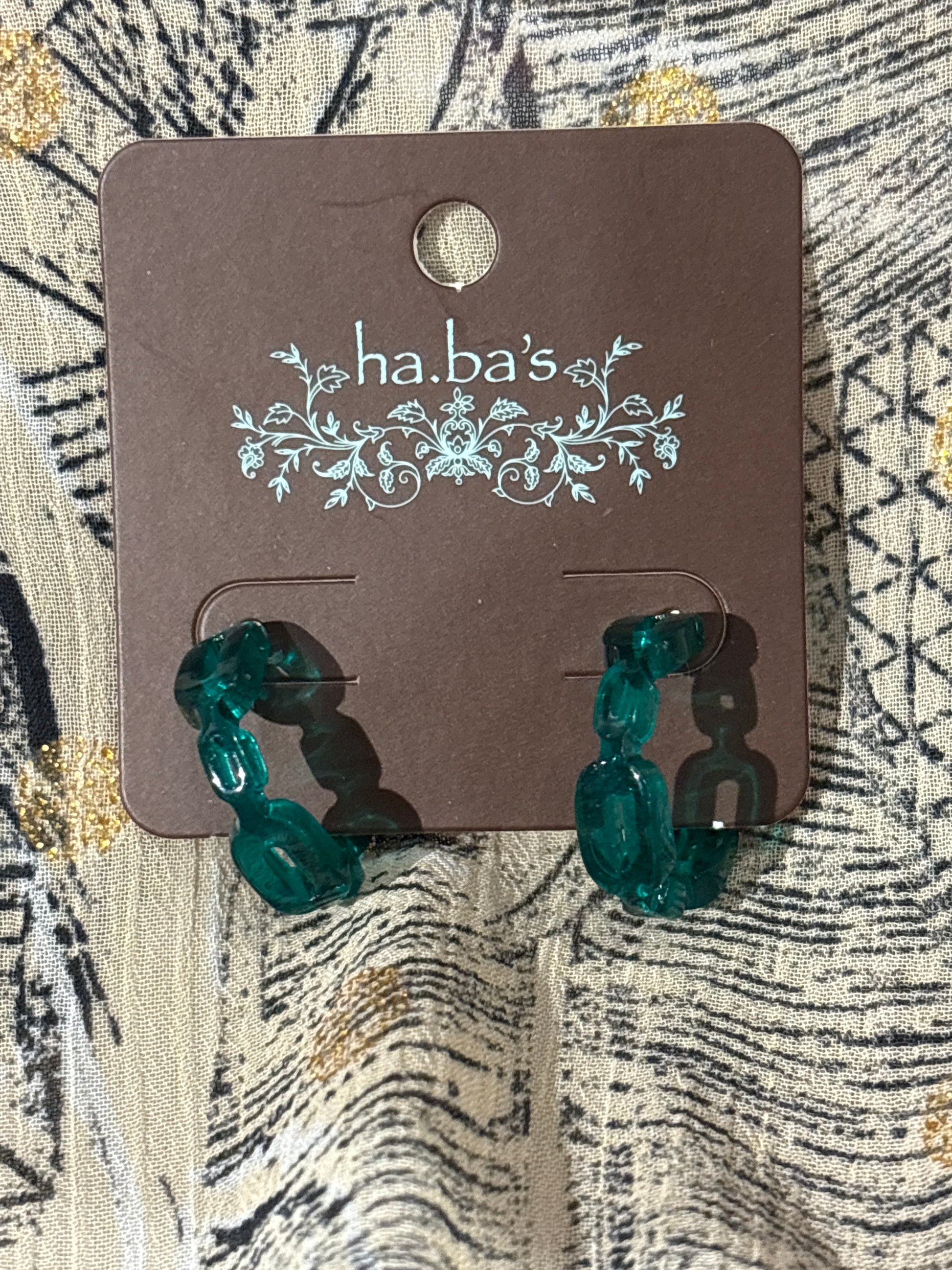 Green Chain Hoop Earrings