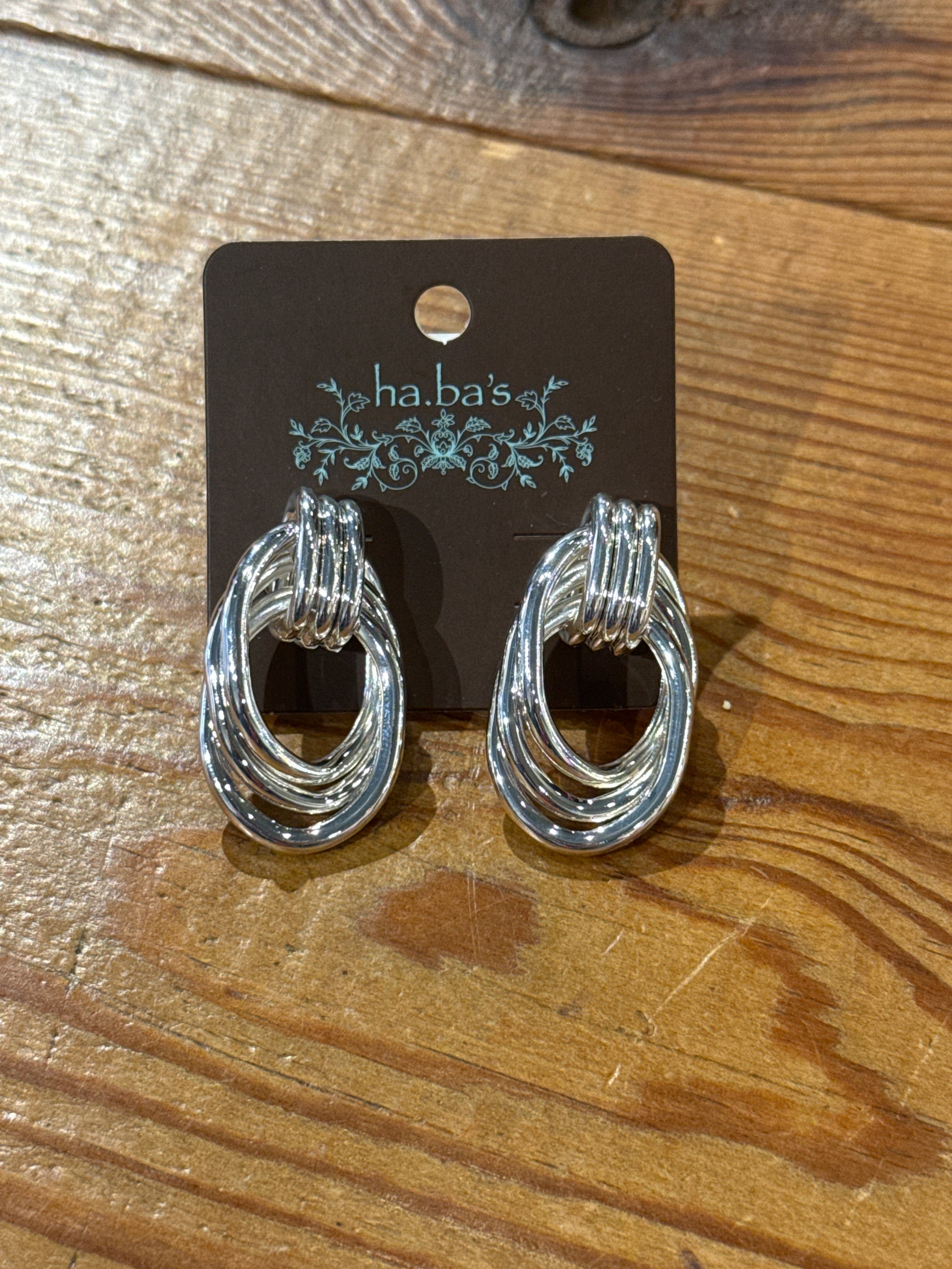 Silver Twist Open Earrings