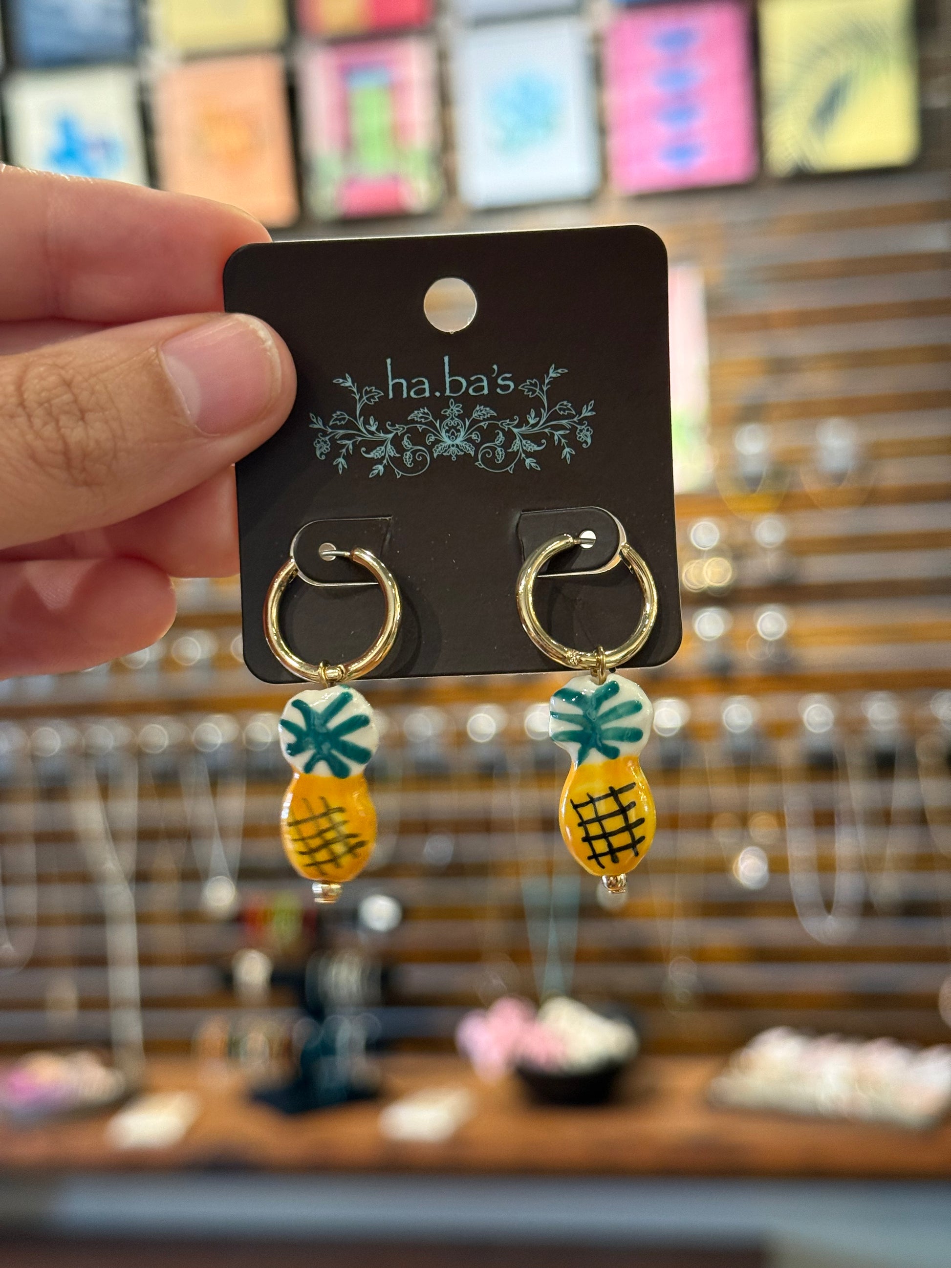 Pineapple Bead Mini Hoop Earrings