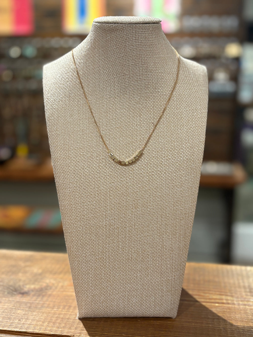 Cube Bead Simple Necklace