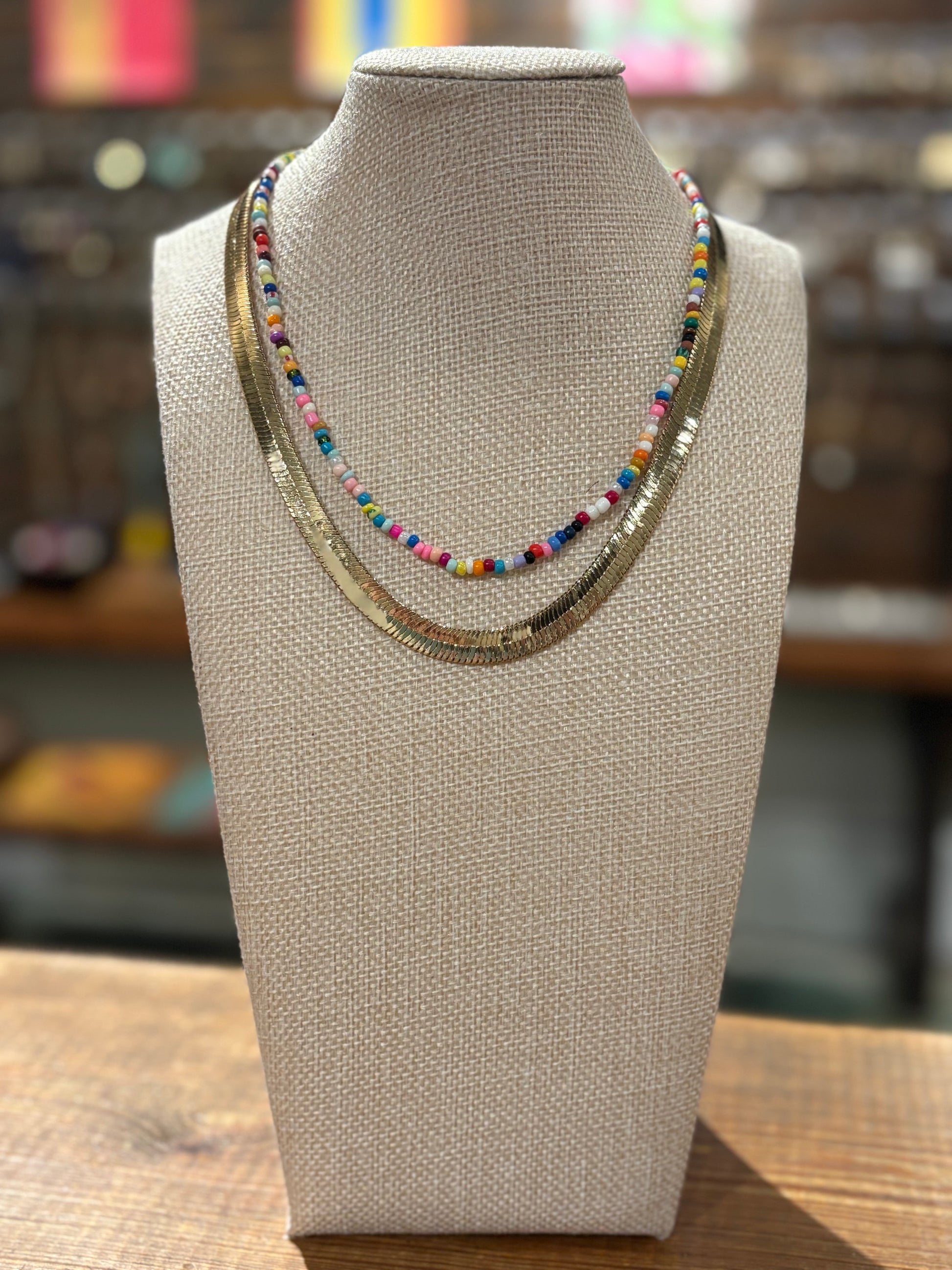 Herringbone And Seed Bead Choker